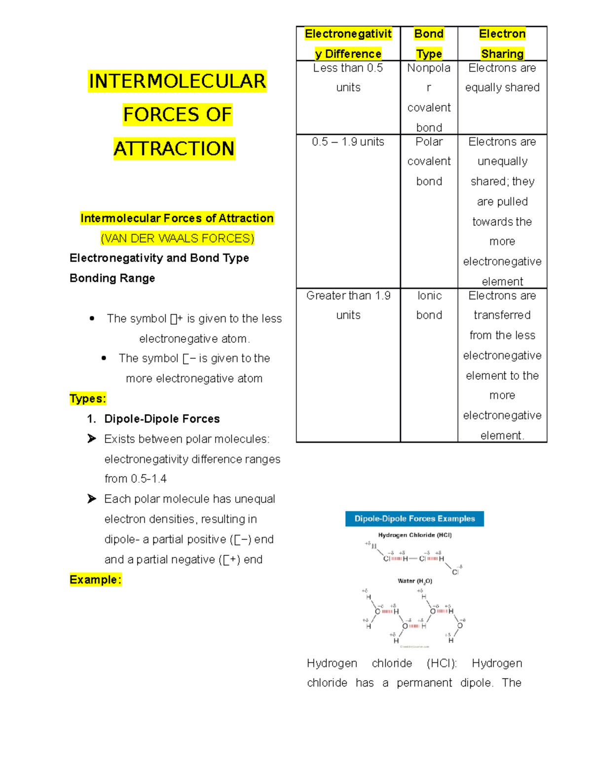 Intermolecular-Forces-of-Attractions ( - INTERMOLECULAR FORCES OF ...