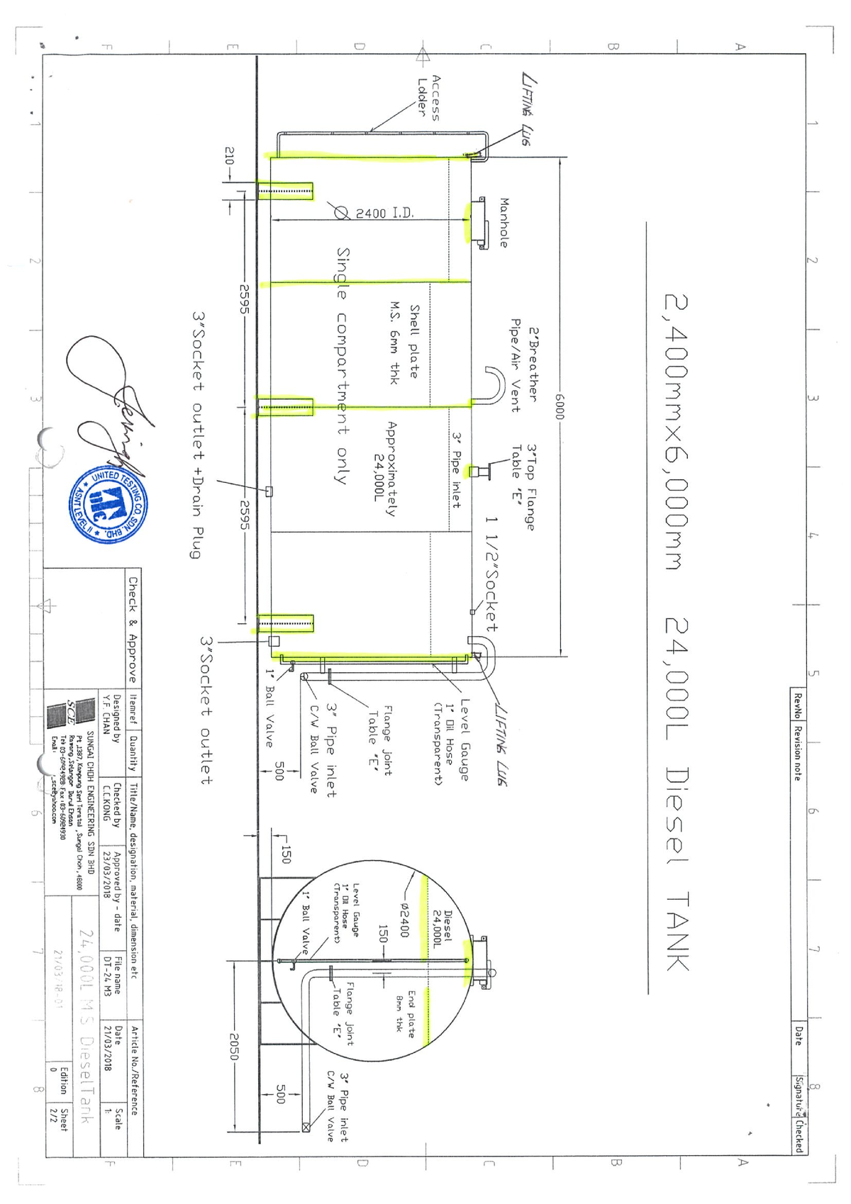 Mine Diesel Tank Drawing (24,000 litre) - Secratary Science - Studocu