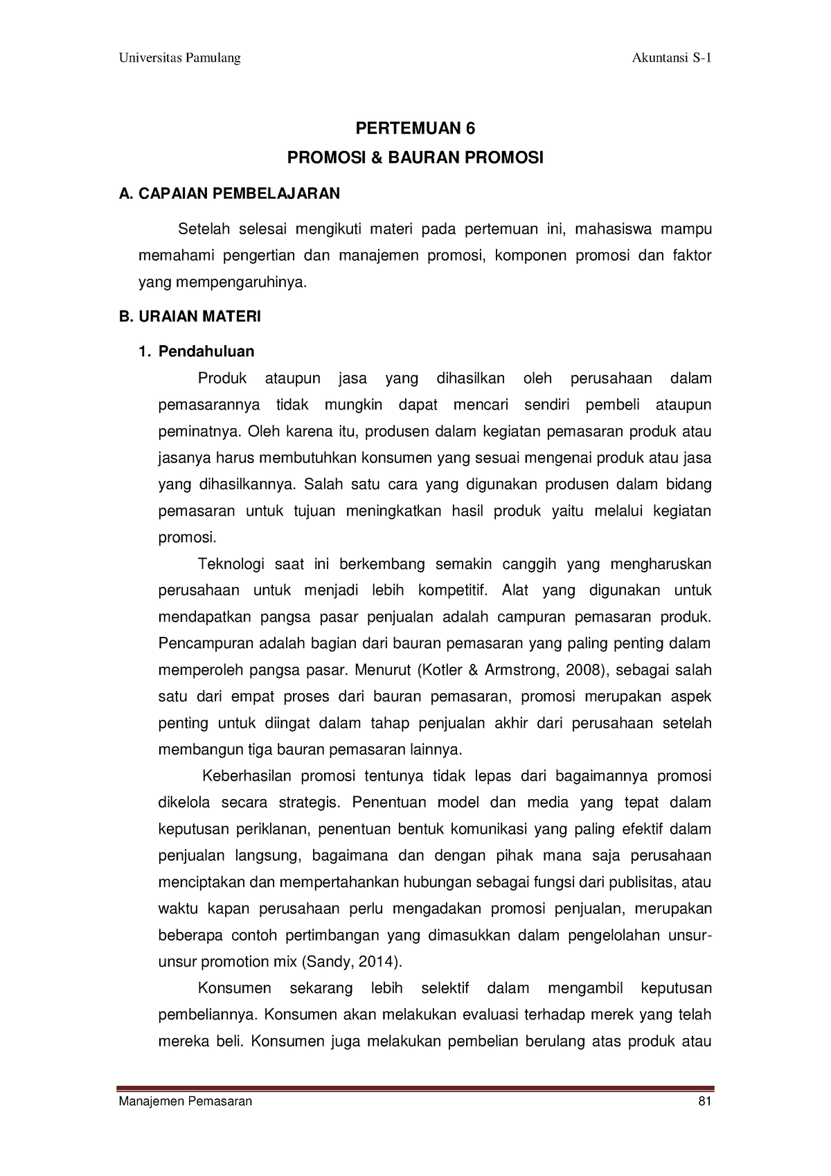 Pertemuan 06- Promosi Bauran Promosi - PERTEMUAN 6 PROMOSI & BAURAN ...