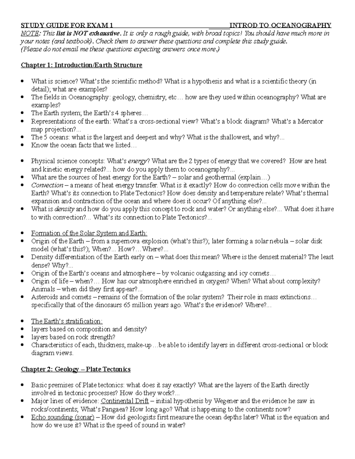 Study Guide EXAM 1-1 - theq uic - STUDY GUIDE FOR EXAM 1 ______ INTROD ...