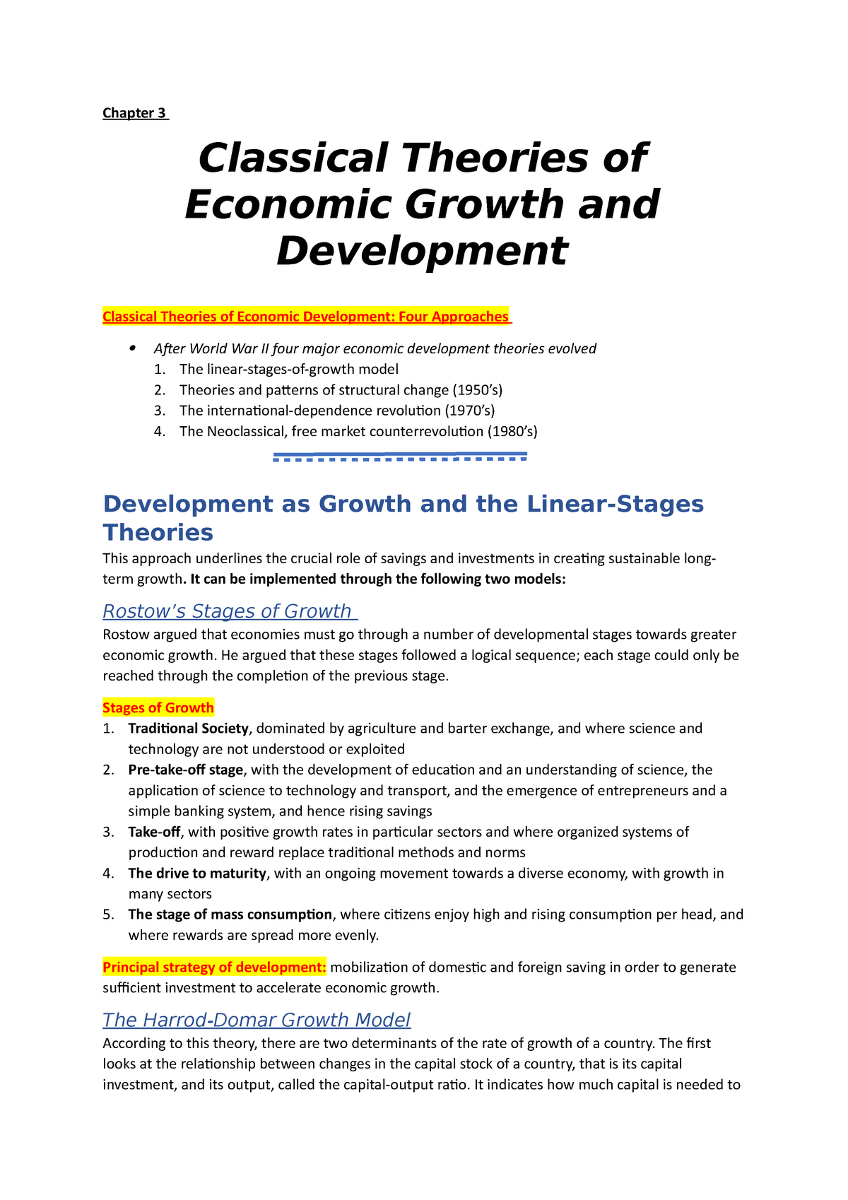 essay about economic growth and development