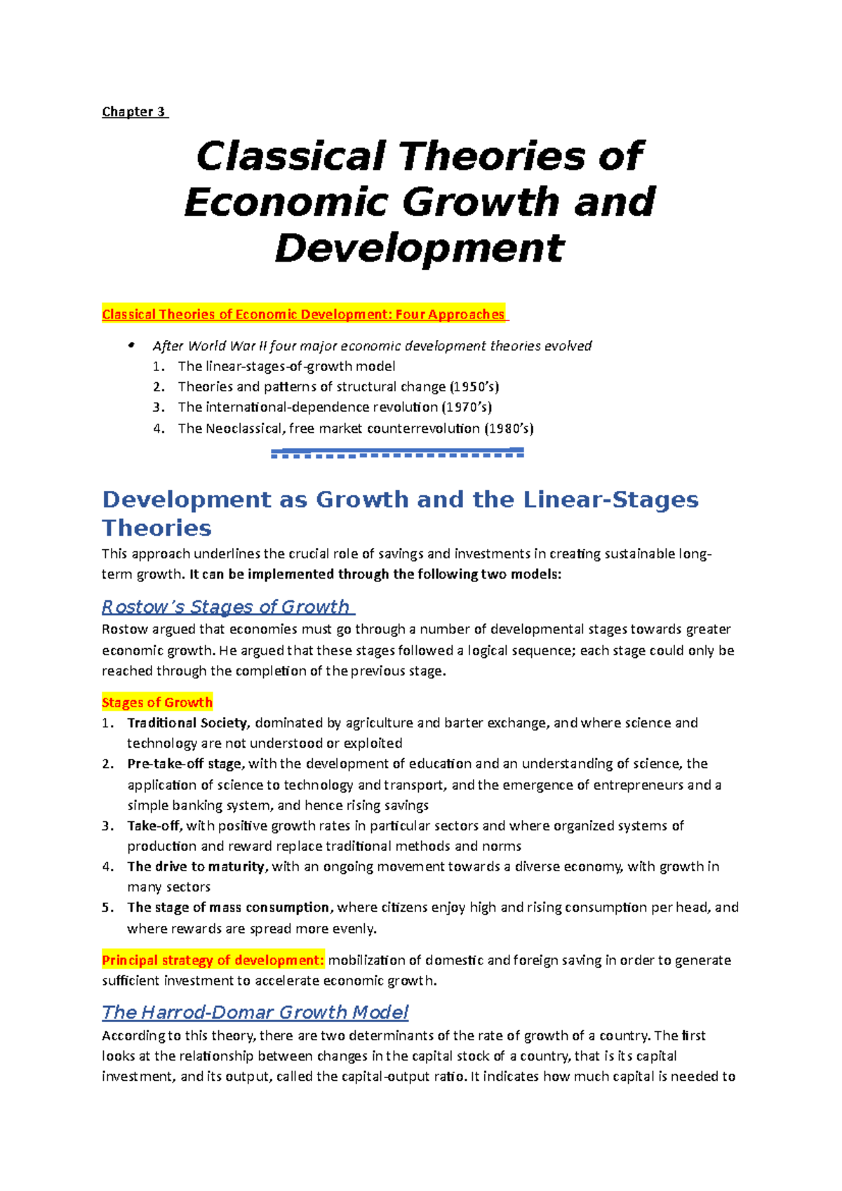 Chapter 3 Lecture Notes 3 Chapter 3 Classical Theories Of Economic 