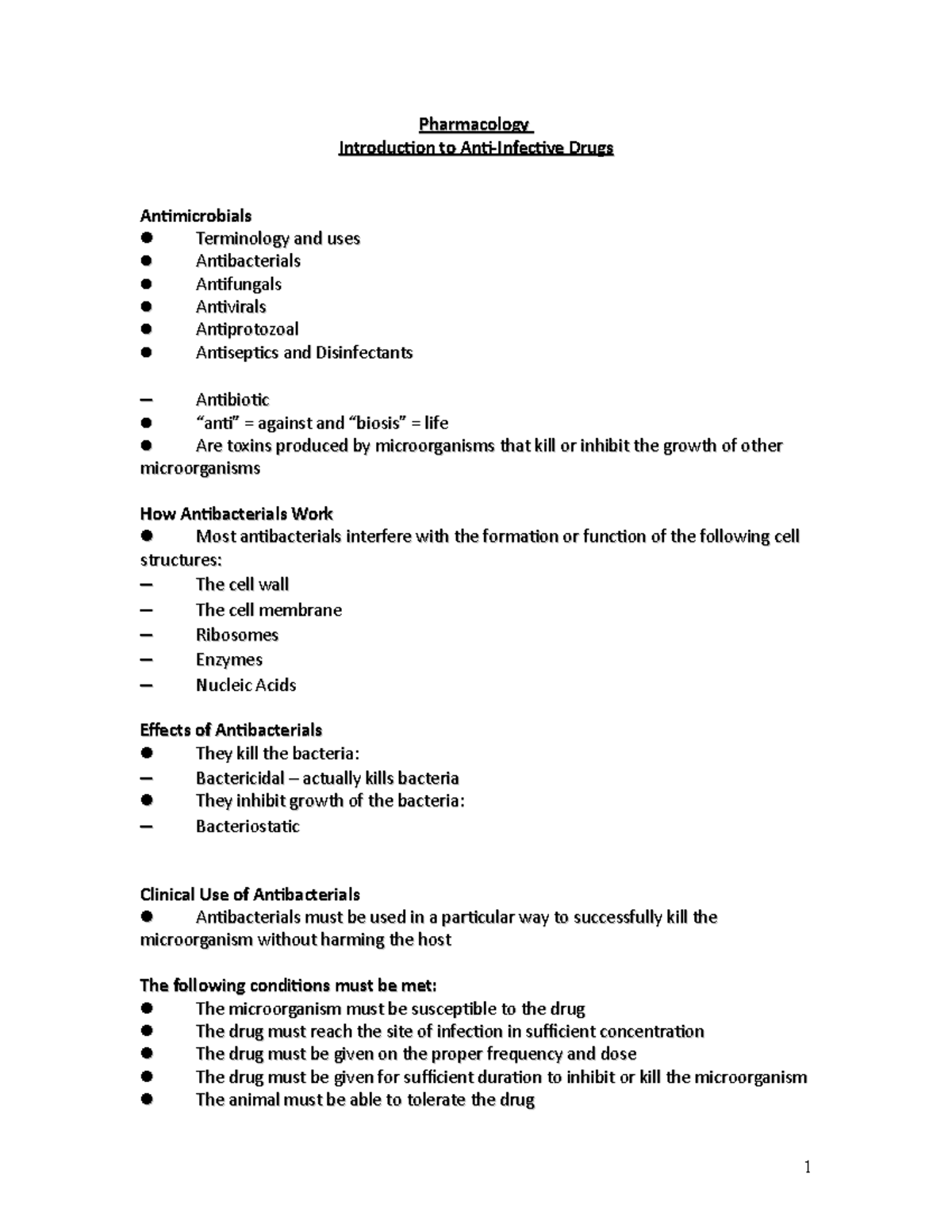 Antimicrobials-part 1 word doc-revised - Pharmacology Introduction to ...