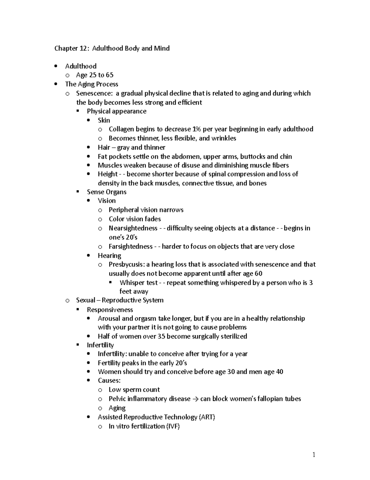 Chapter 12 Adulthood Body and Mindbb - Chapter 12: Adulthood Body and ...