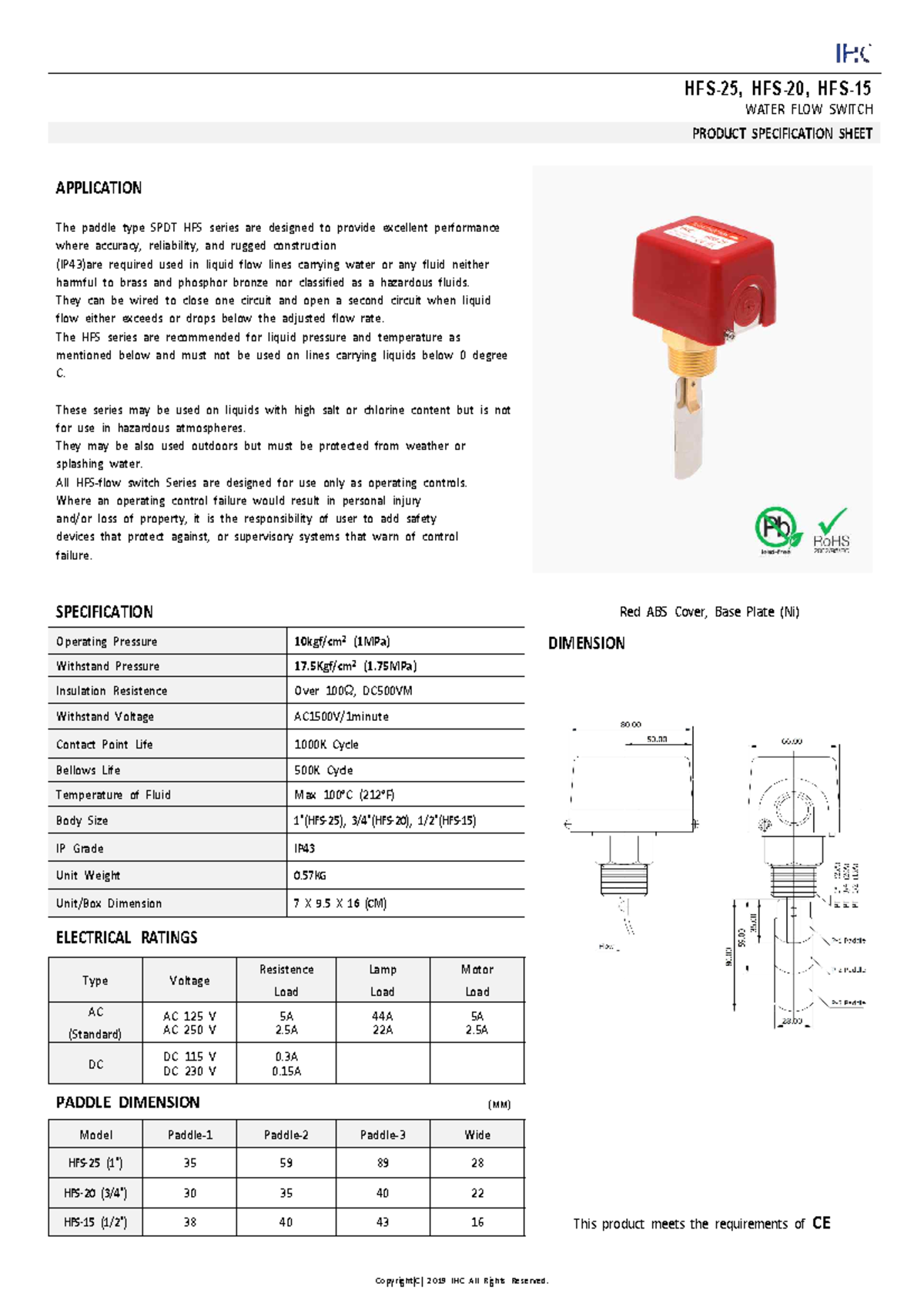 HFS-Series Catalog - Copyright(C) 2019 IHC All Rights Reserved. HFS-25 ...