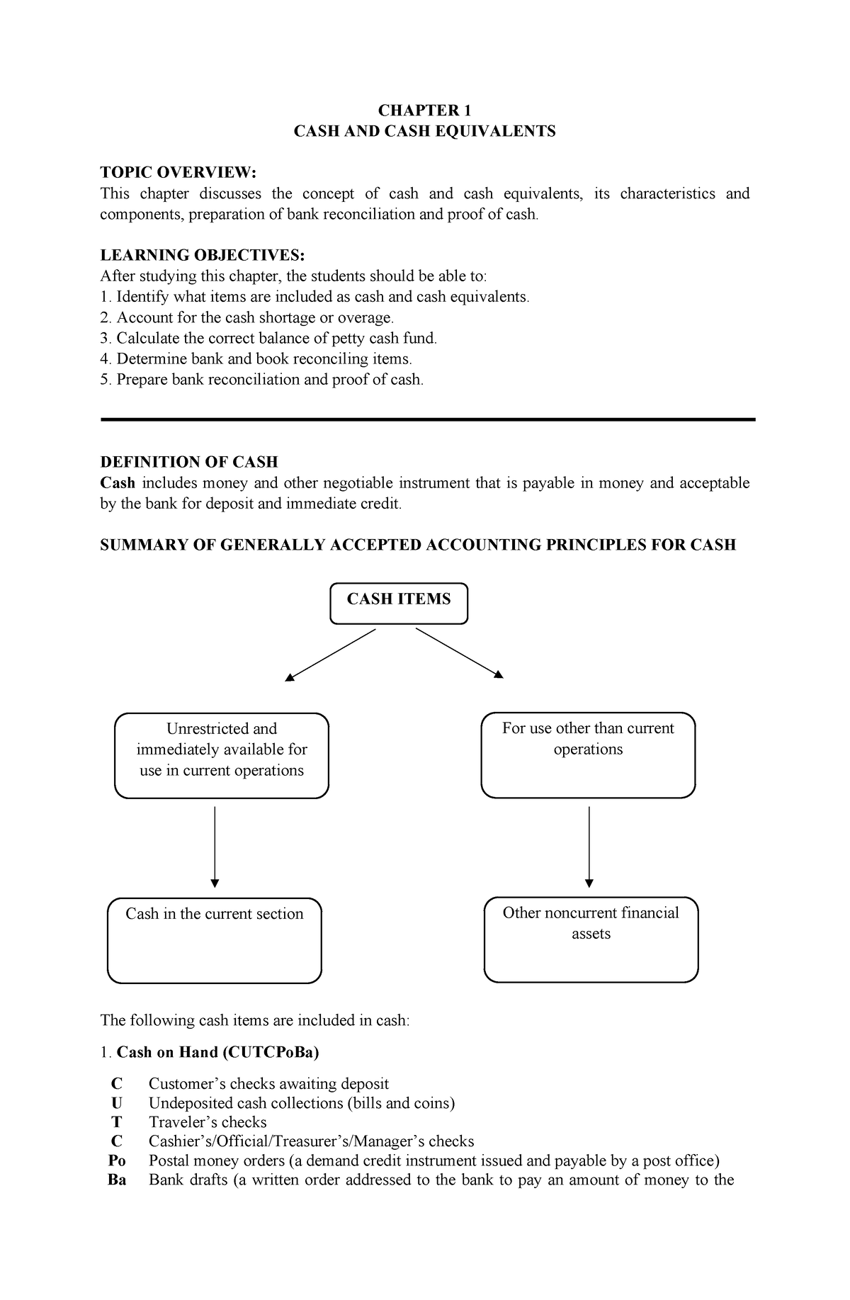 Chapter 1 Cash And Cash Equivalent - CHAPTER 1 CASH AND CASH ...