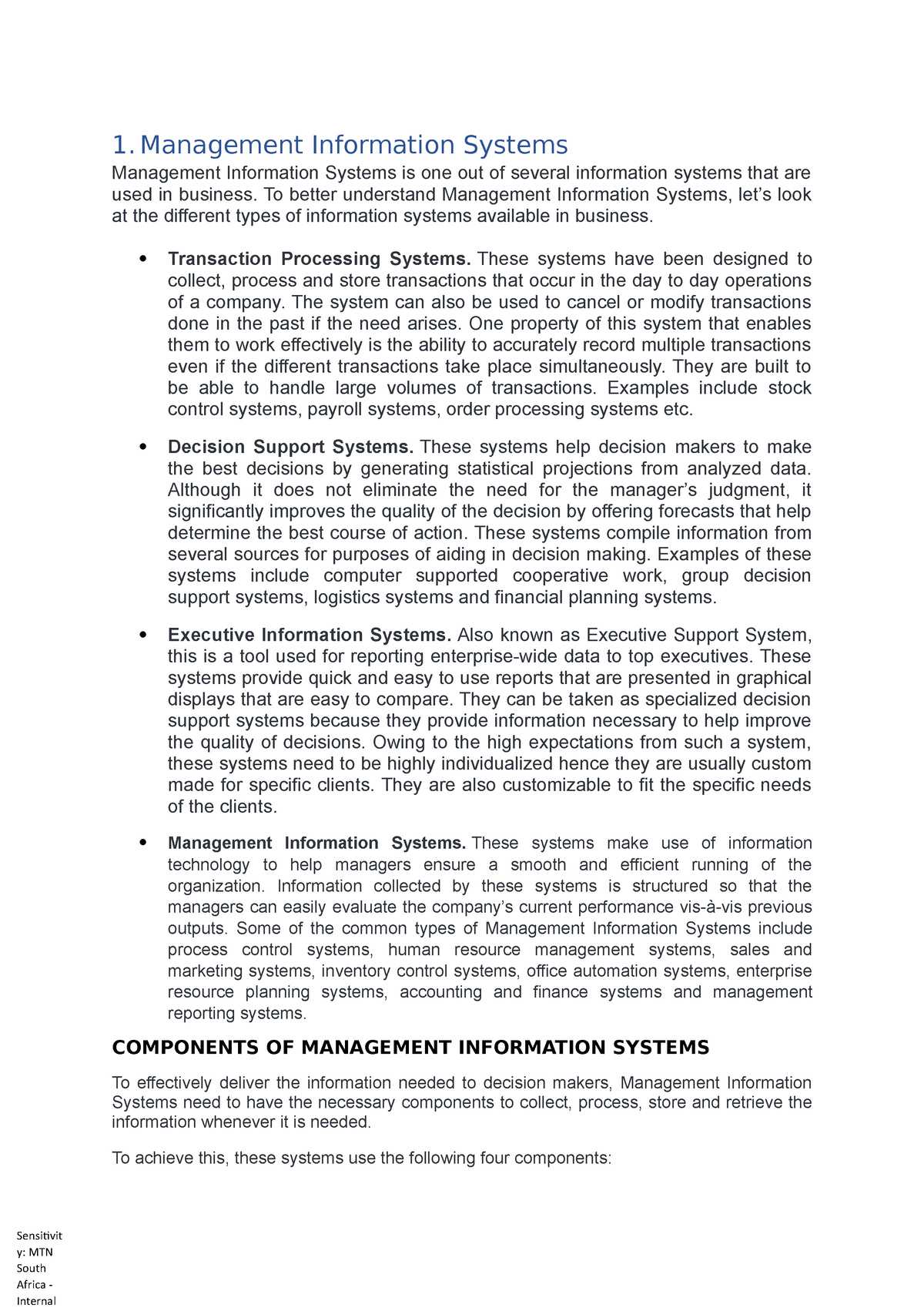 information management system assignment