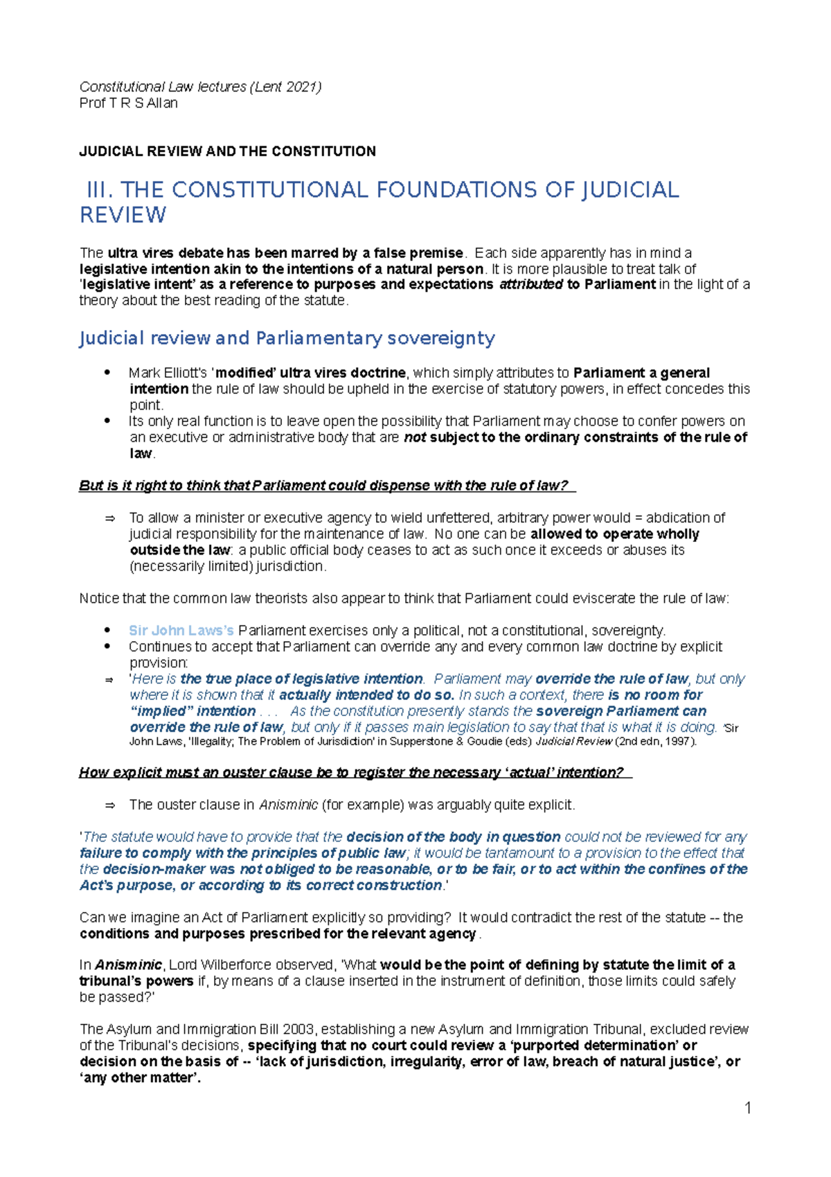 Judicial Review and the Constitution - lecture 3 - Constitutional Law ...