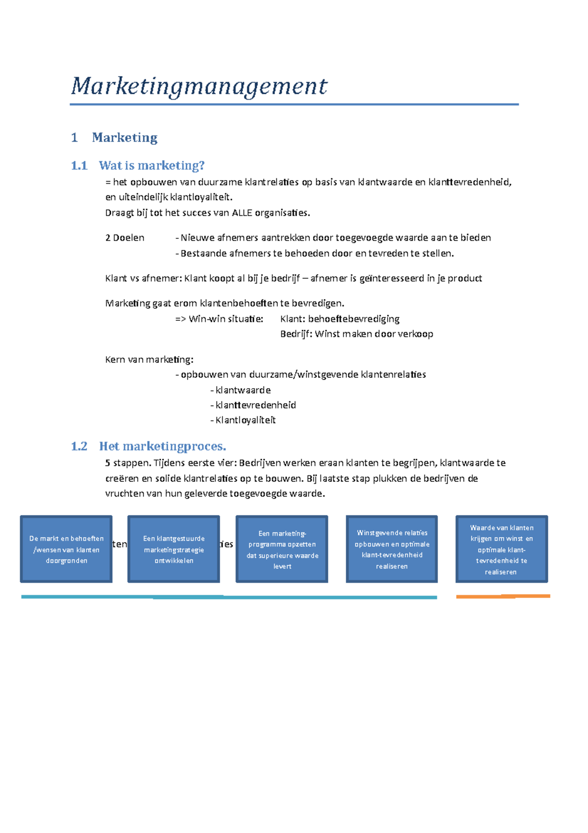 Marketingmanagement Samenvatting - Marketingmanagement 1 Marketing 1 ...