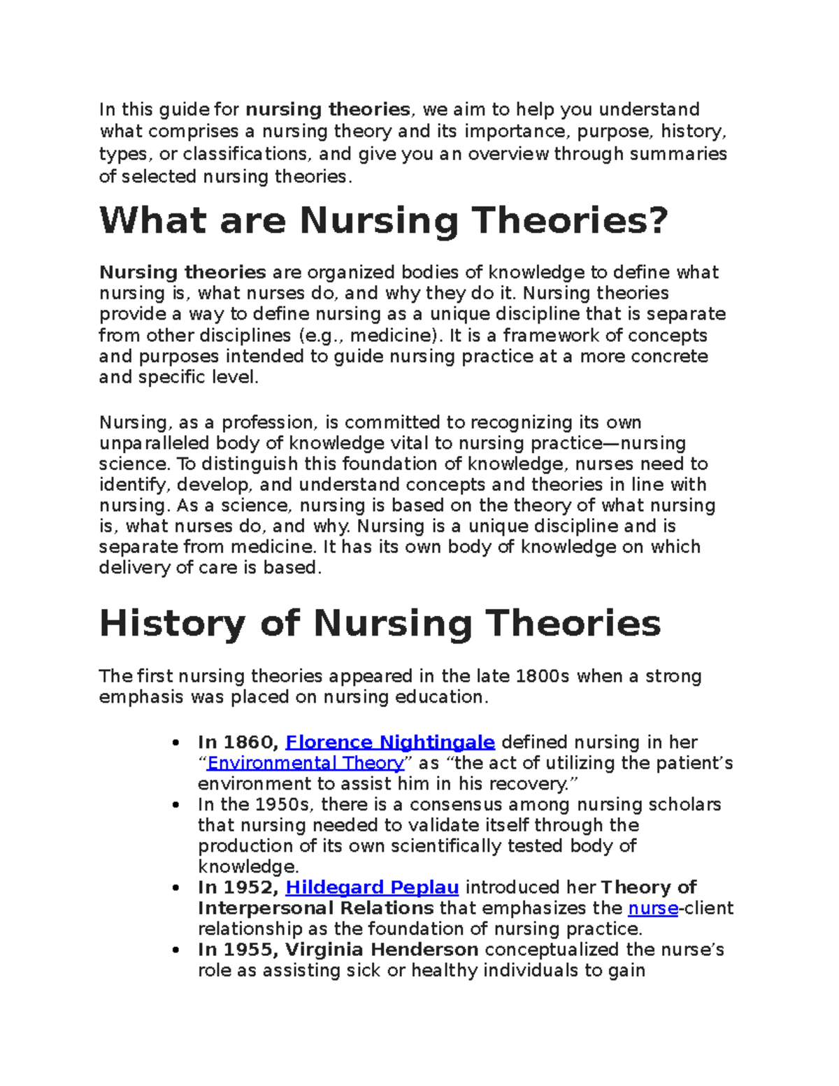 New14 nursing theory - In this guide for nursing theories, we aim to ...