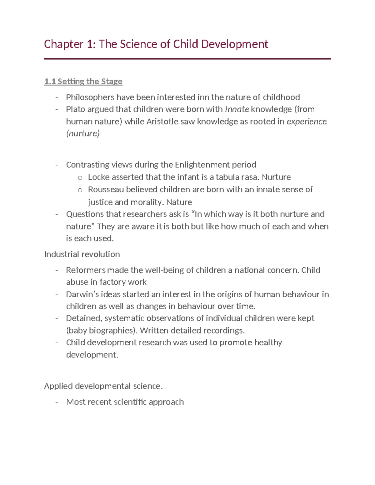 Chapter 1 - notes from slides and lectures in class - Chapter 1: The ...