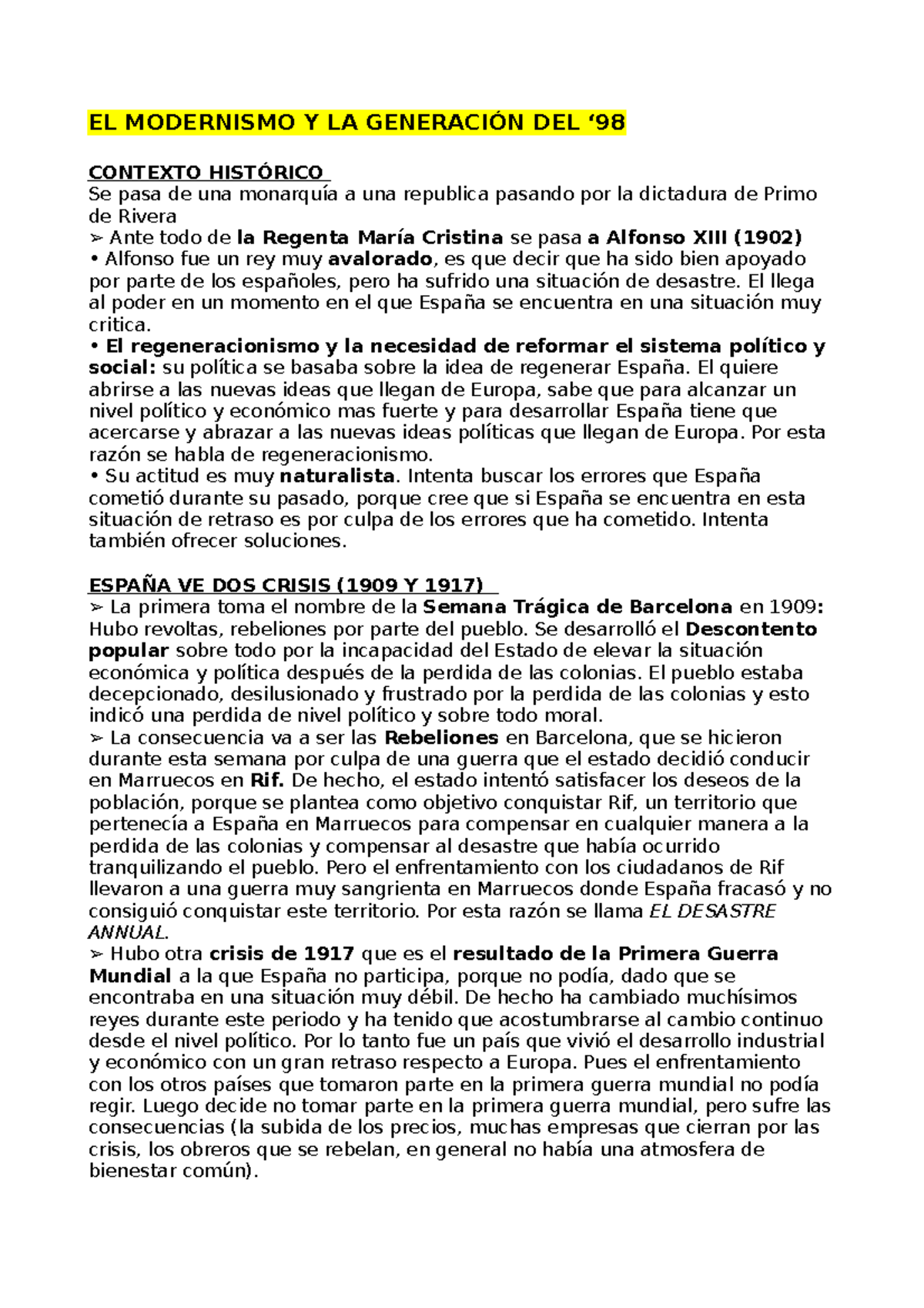 El Modernismo La Generacion Del 98 El Modernismo Y La GeneraciÓn Del