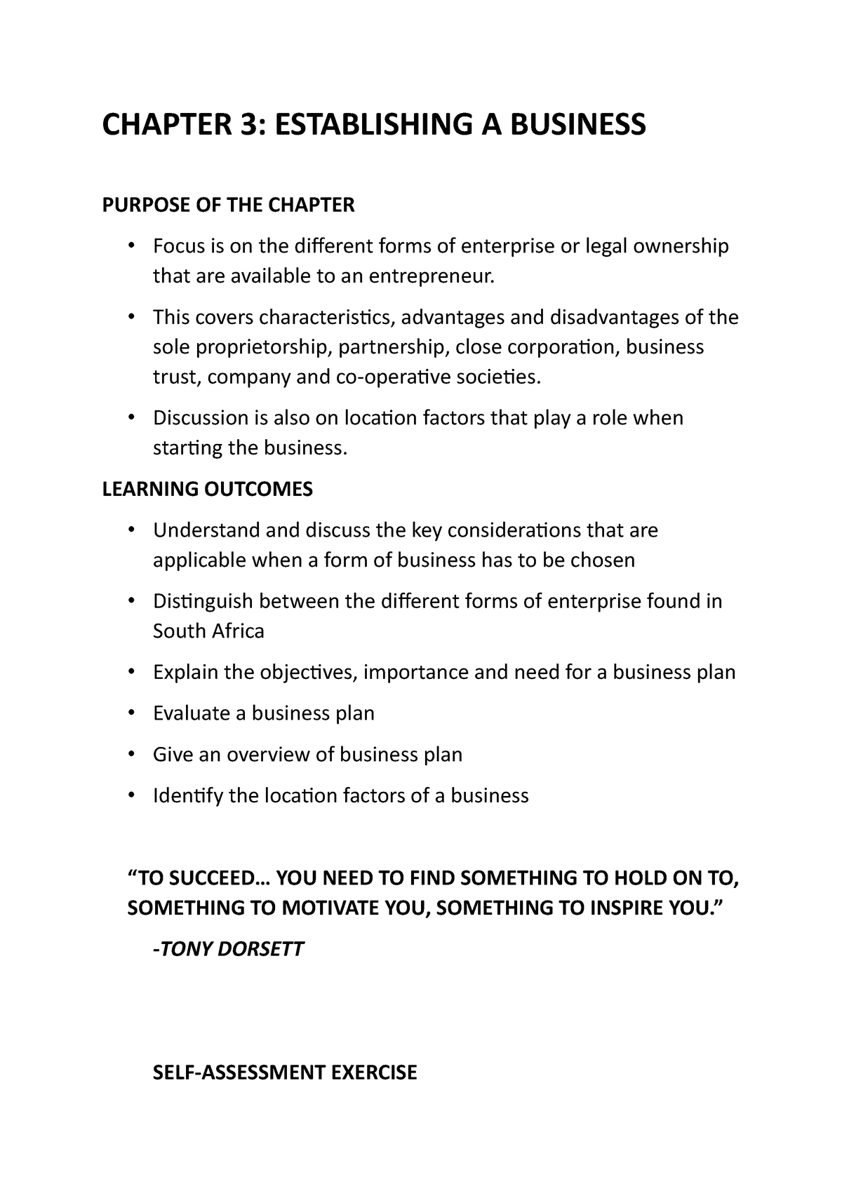 business plan chapter 3 examples