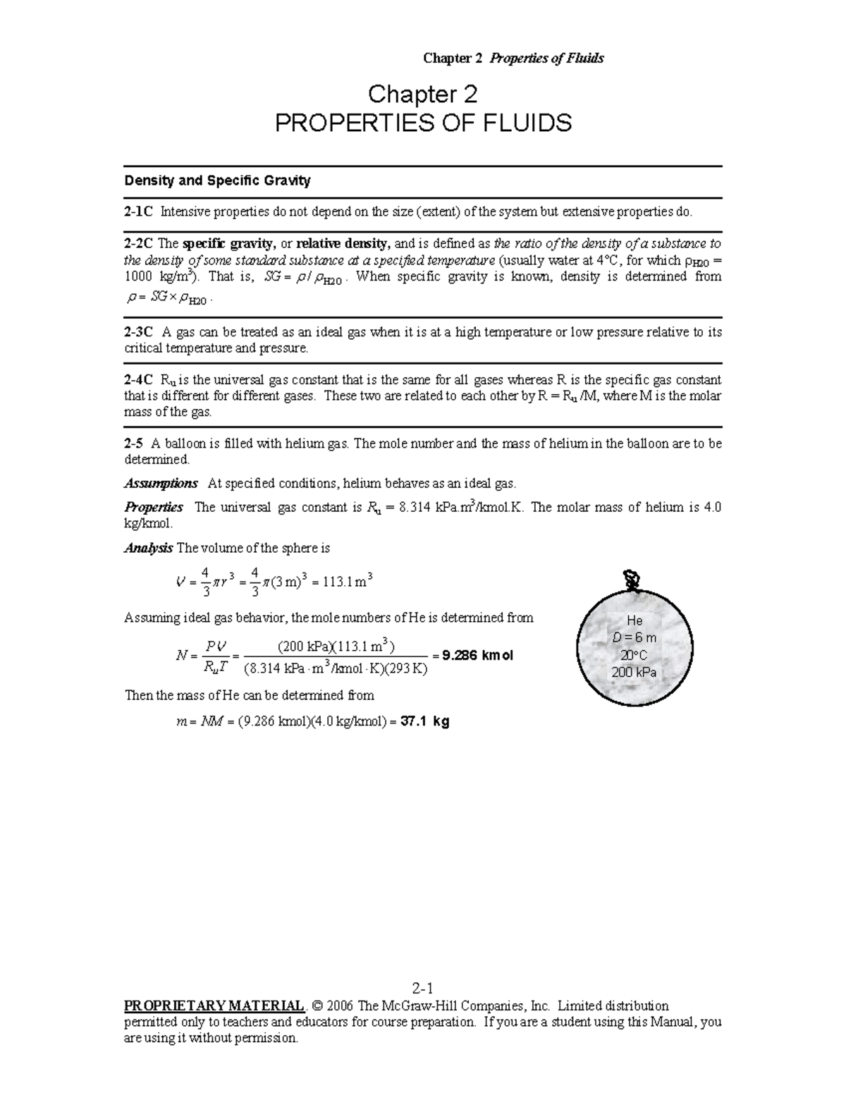 FM Sol Chap02-001 - fluid mechanics solutions - Chapter 2 PROPERTIES OF ...
