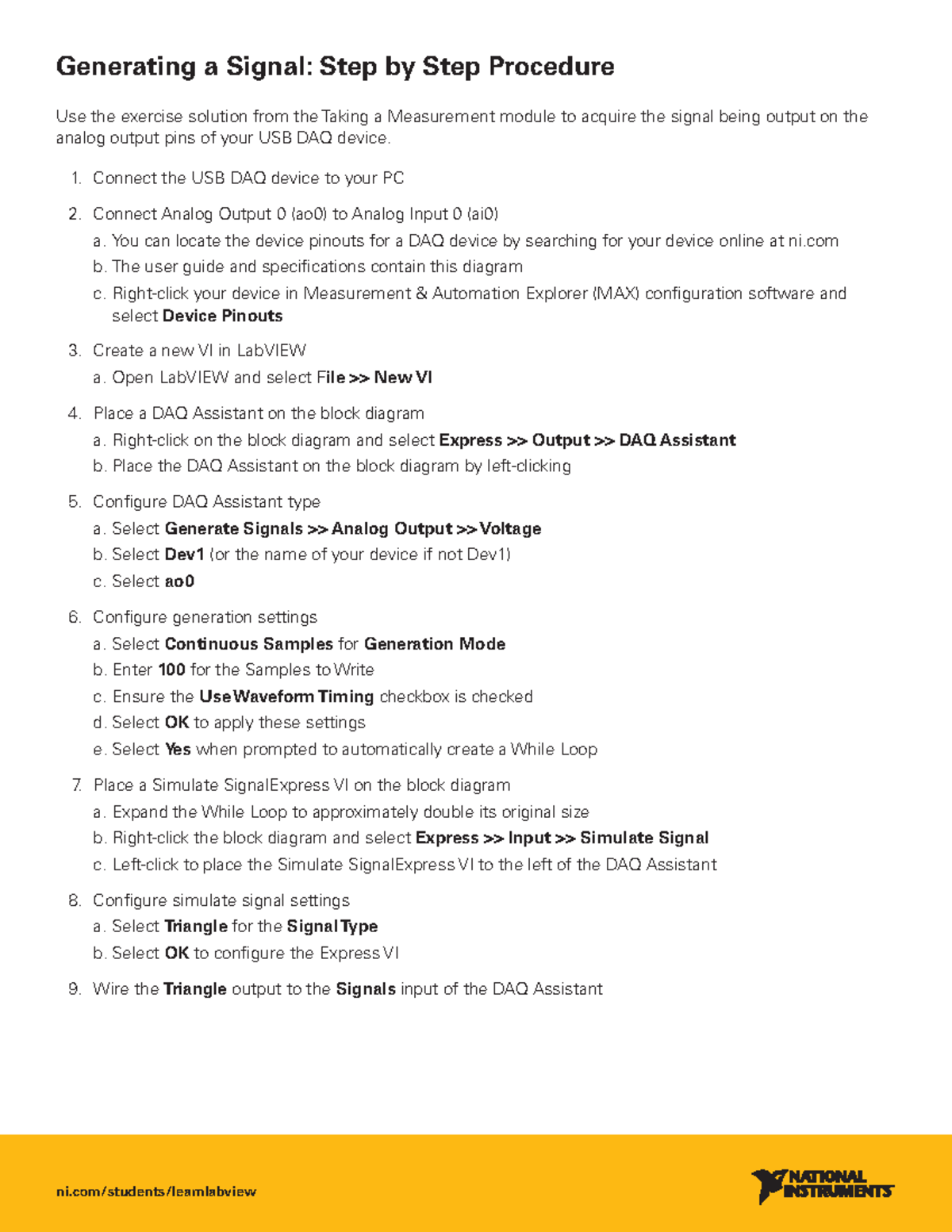 2.2 generate steps - ni/students/learnlabview Generating a Signal: Step ...