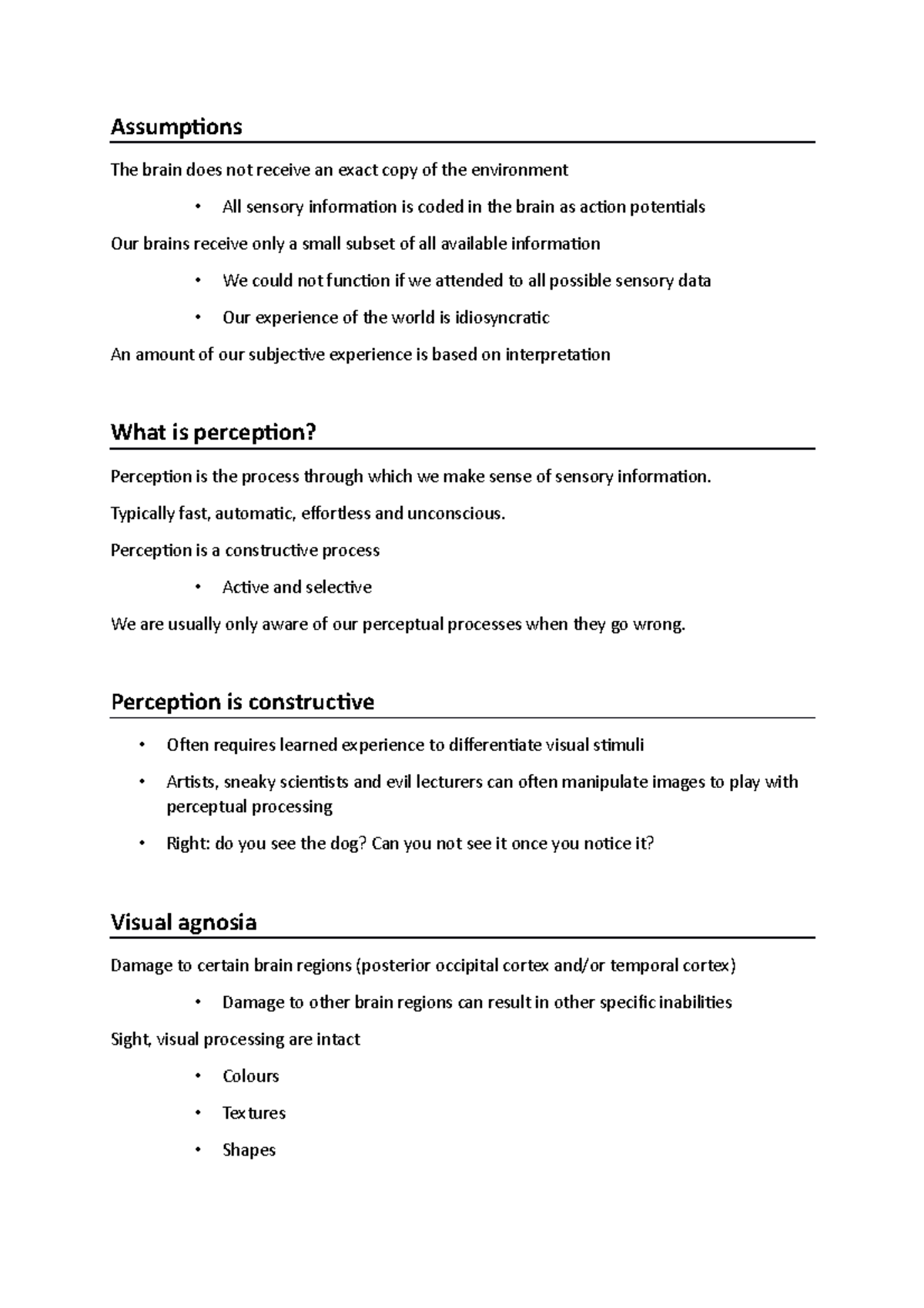 Visual Object Recognition Explanation with Examples - Assumptions The ...