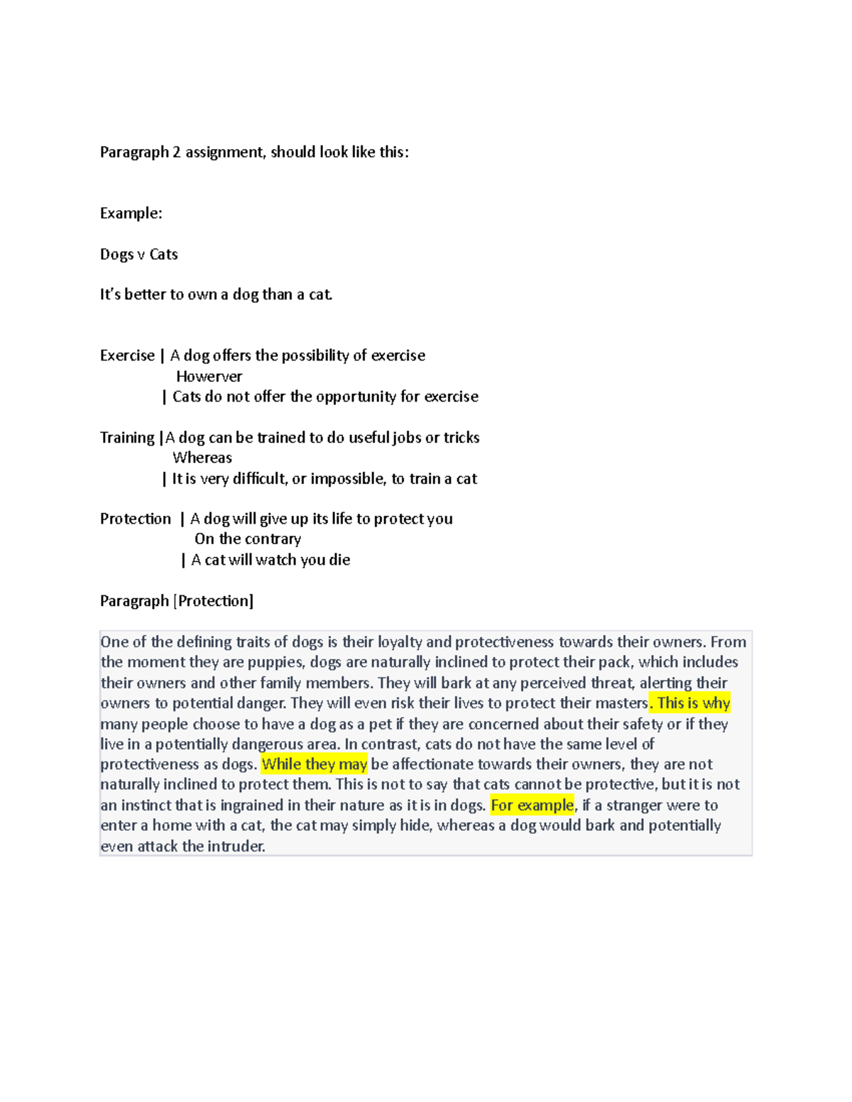 Paragraph 2 assignment description - Paragraph 2 assignment, should ...