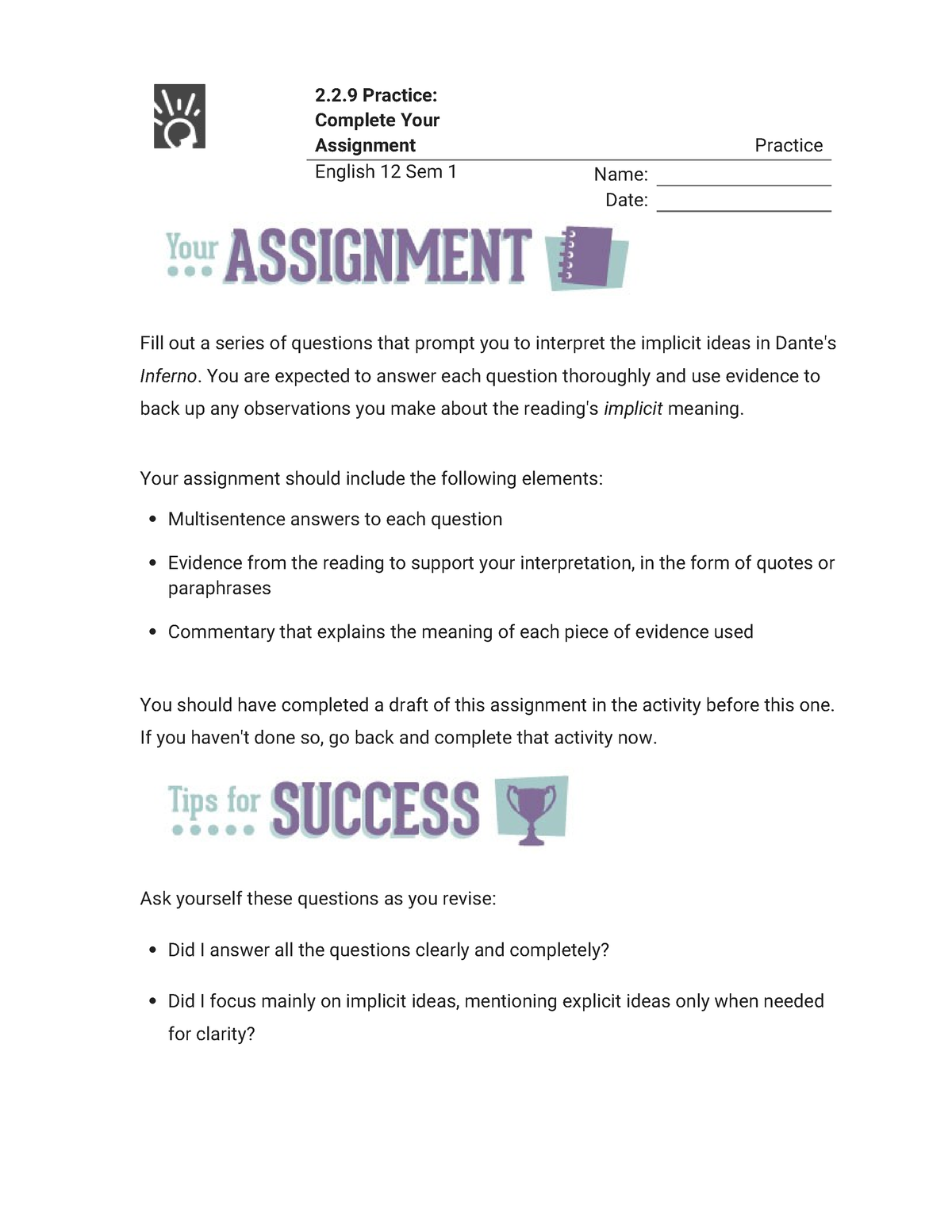 2.2.9 practice complete your assignment