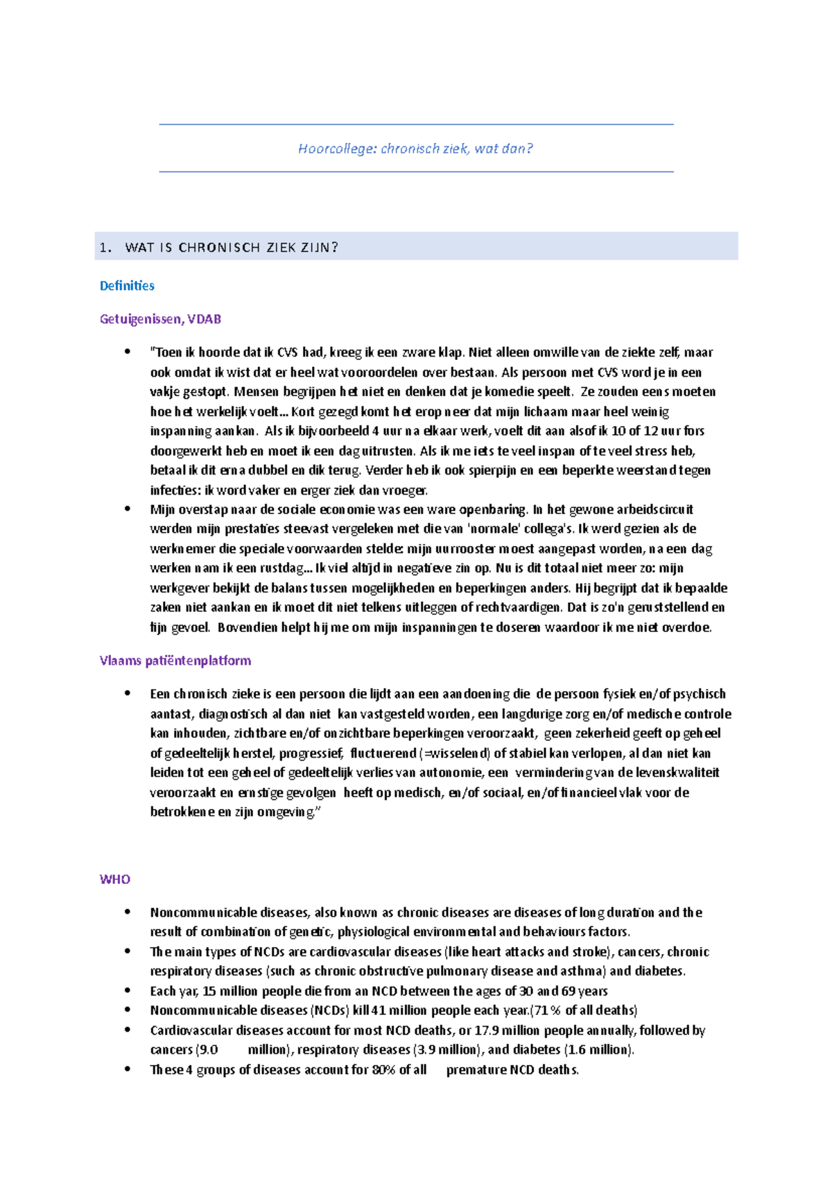 Chronisch Ziek Blok Interdischiplinair Samenwerken Hc Hoorcollege