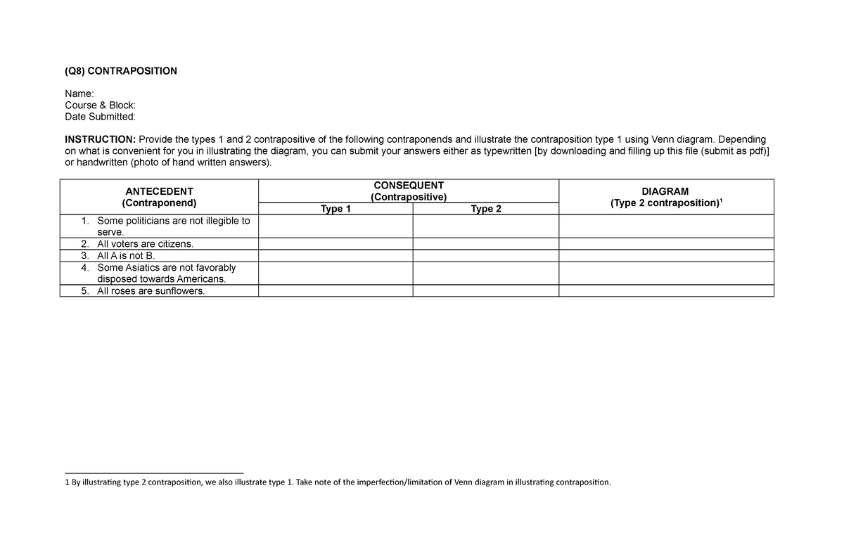 (Q6) Judgement and Proposition II Surname - (Q8) CONTRAPOSITION Name ...