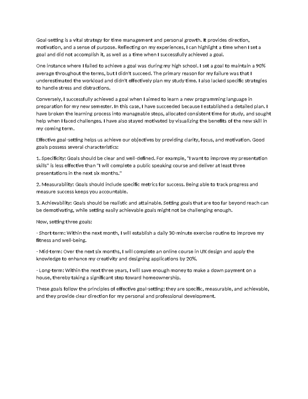 Journal 7 - All inclusive - Goal-setting is a vital strategy for time ...