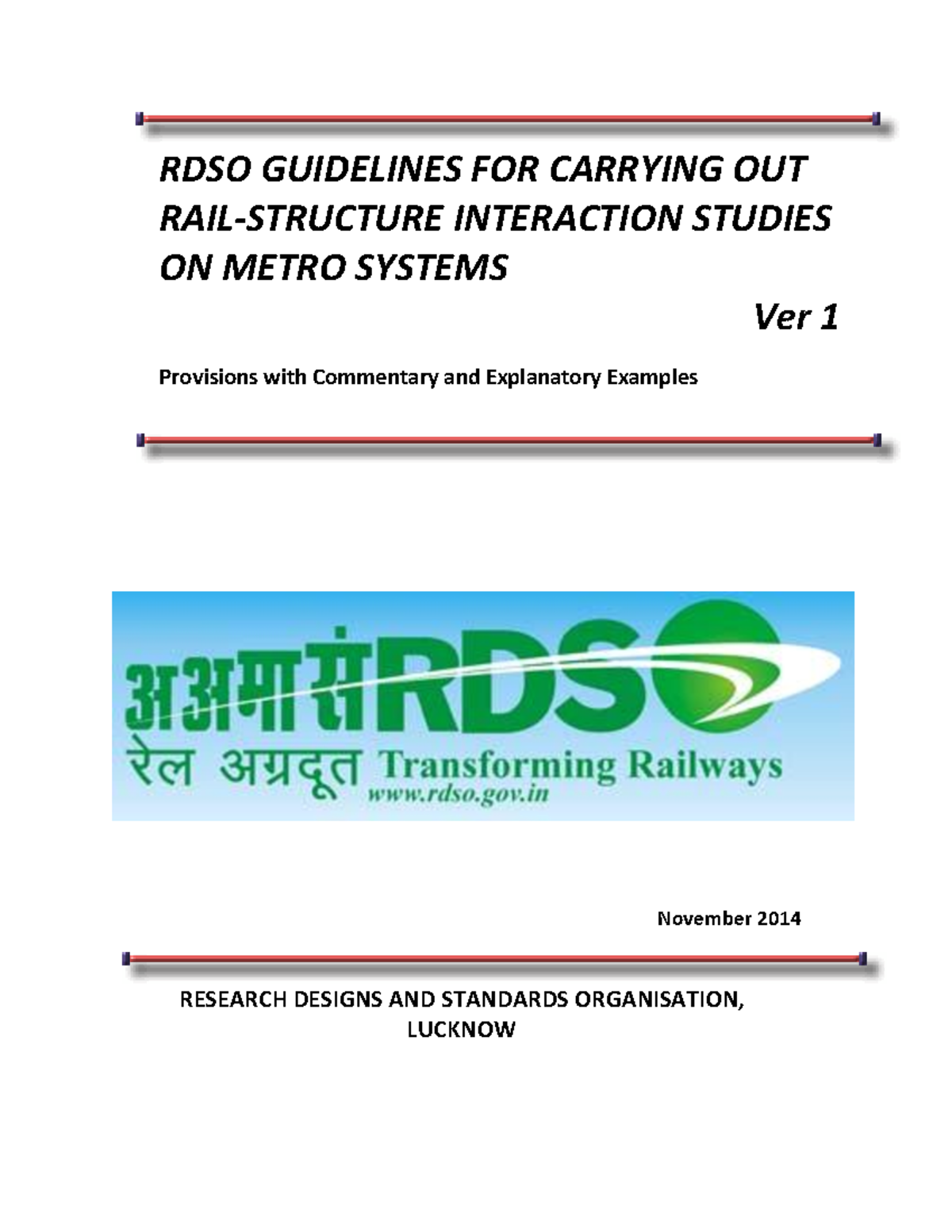 RDSO-RSI Version 1 Rail structure interaction - RDSO GUIDELINES FOR ...