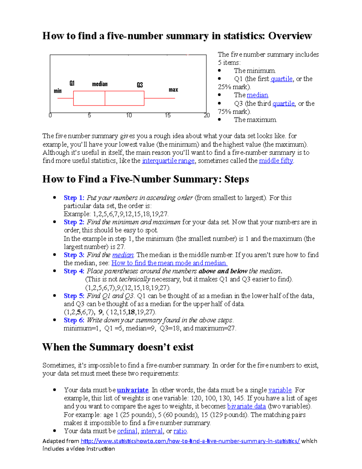 how-to-find-a-five-number-summary-in-statistics-overview-lecture