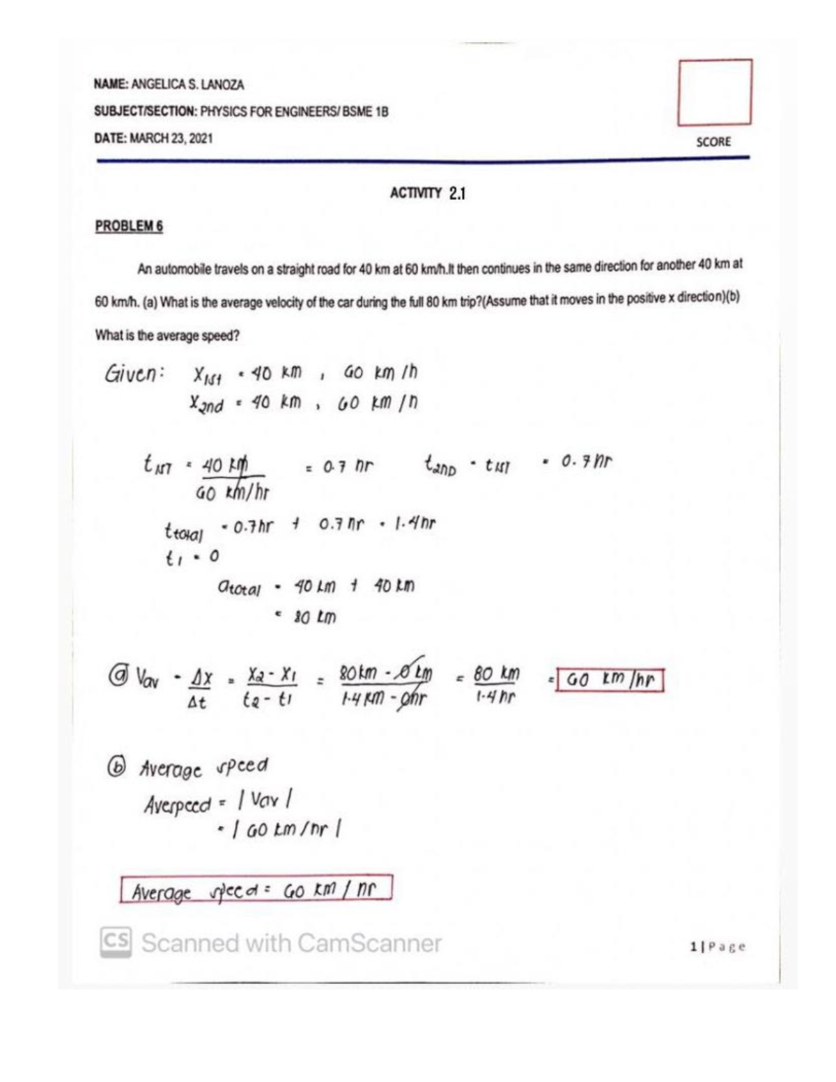 Activity In Physics - College Physics 1 - PangSU - Studocu