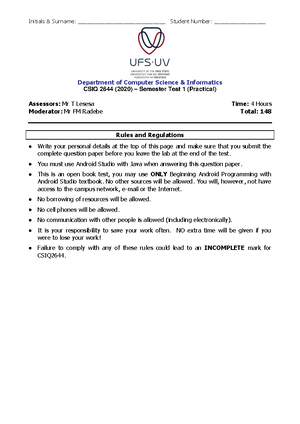 practical 1 CSIQ2644 - Department of Computer Science & Informatics ...