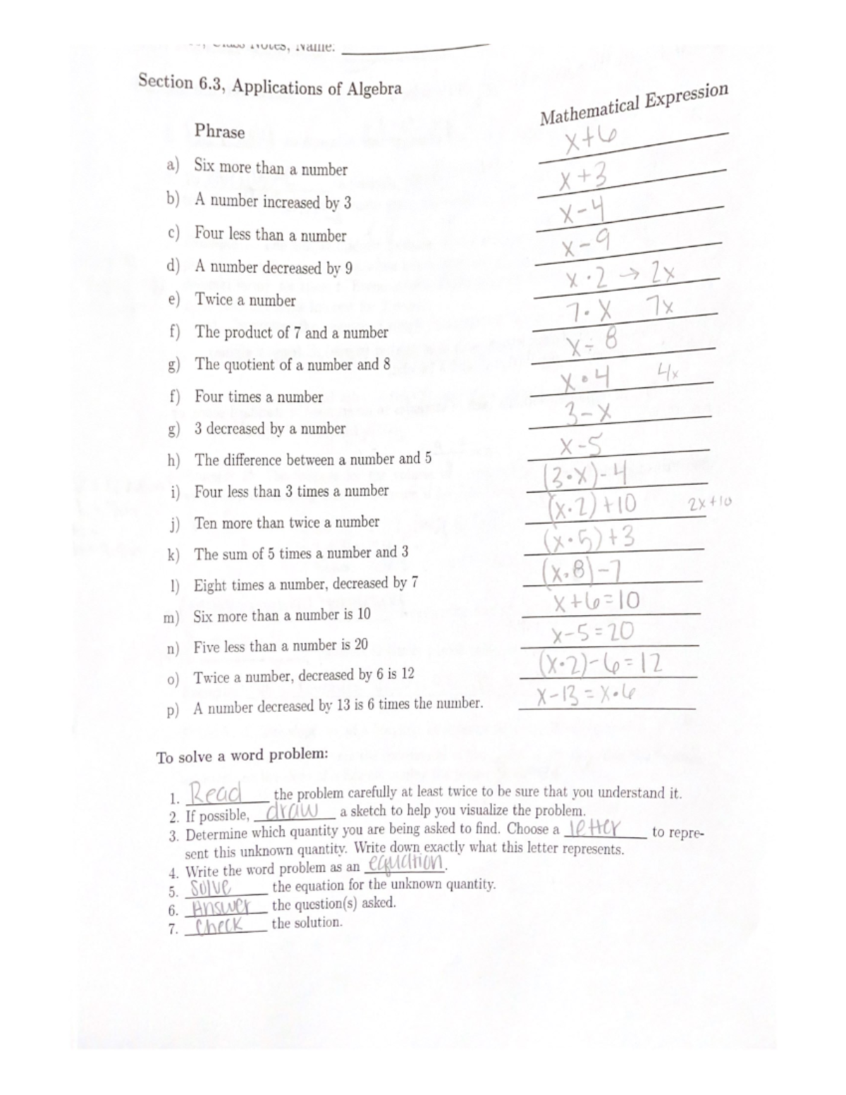 Section 6.3, Applications of Algebra - MTH 110 - Studocu