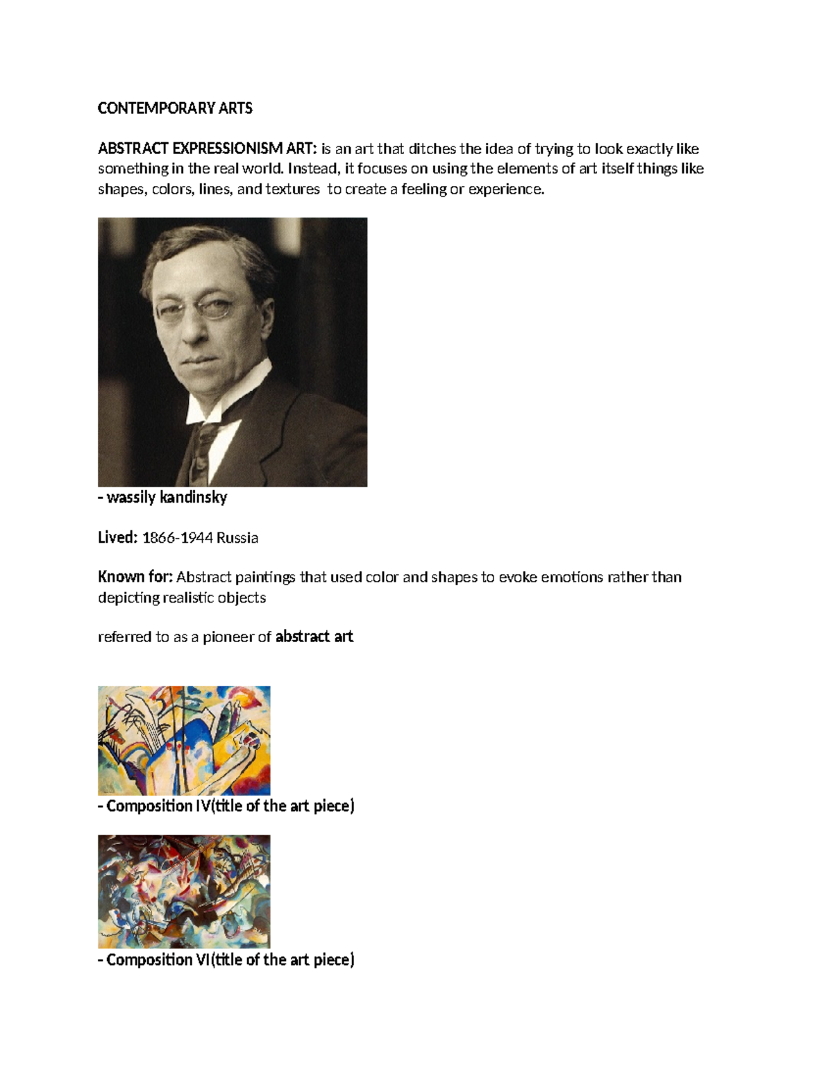 Abstract Expressionism ART & POP ART - CONTEMPORARY ARTS ABSTRACT ...