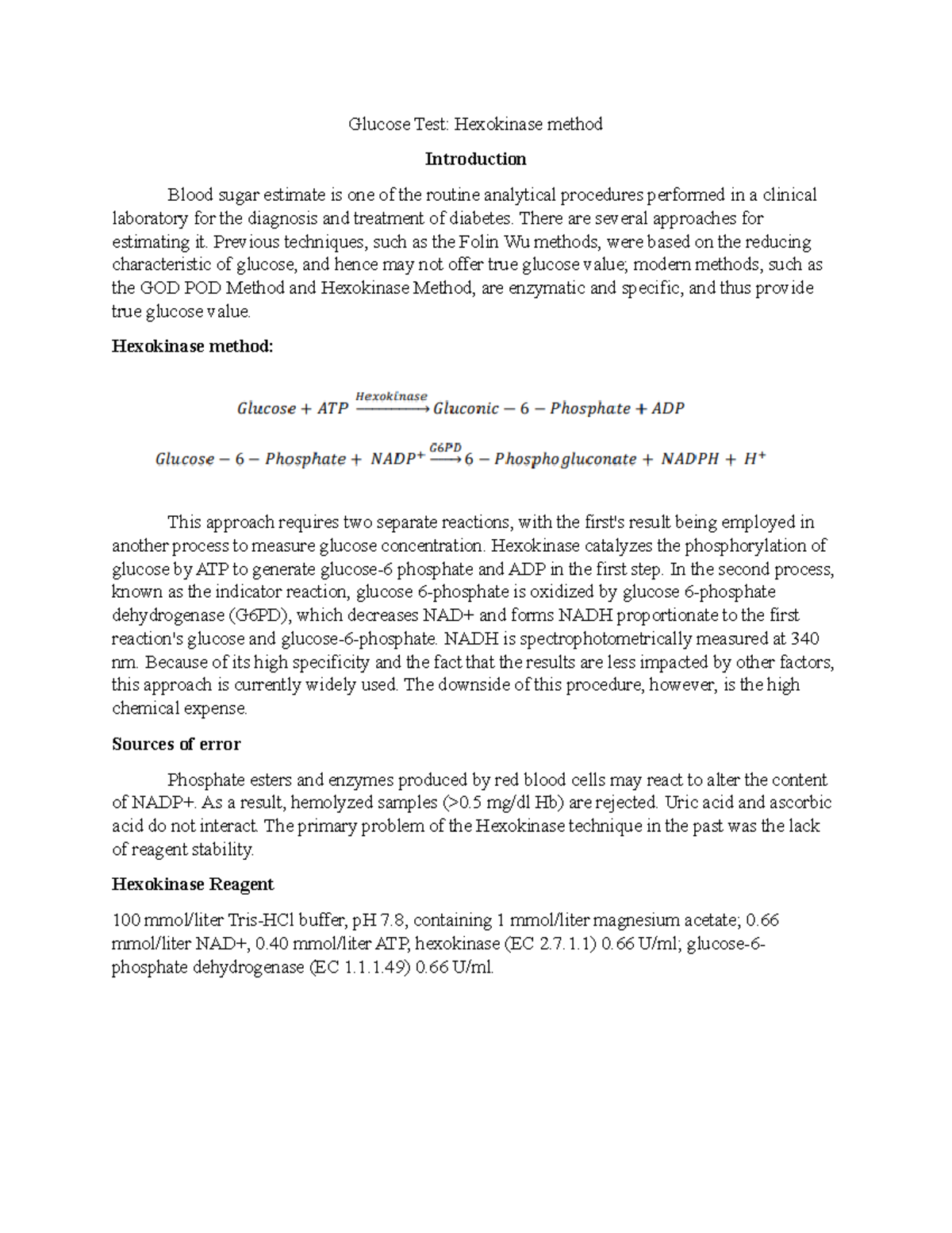 Name - Glucose Test: Hexokinase method - Glucose Test: Hexokinase ...