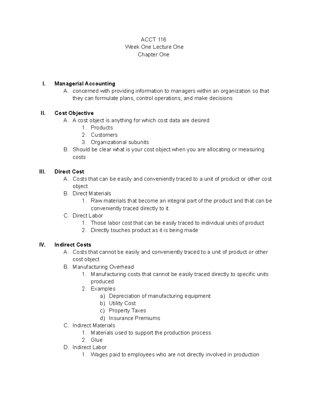 Lecture 1 - Foundations - ACCT 116 Week One Lecture One Chapter One I ...
