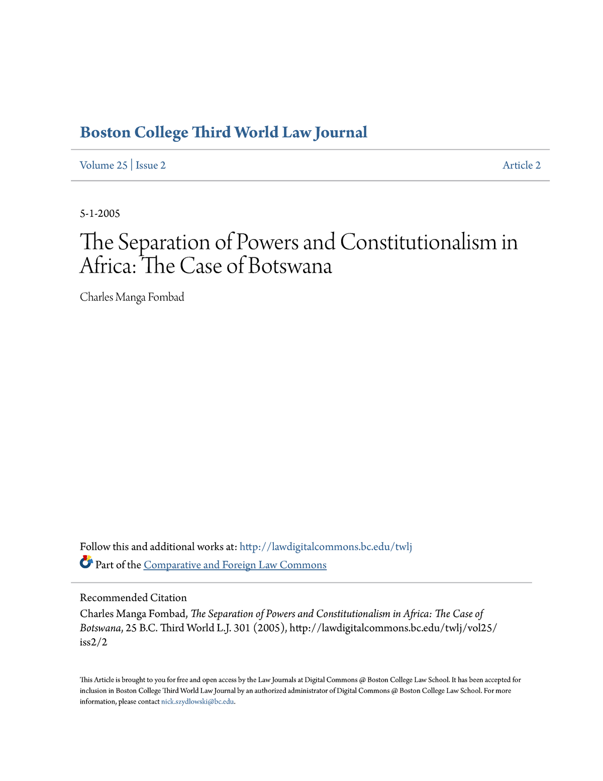 The Separation Of Powers And Constitutionalism In Africa The Cas Twlj Part Of Studocu