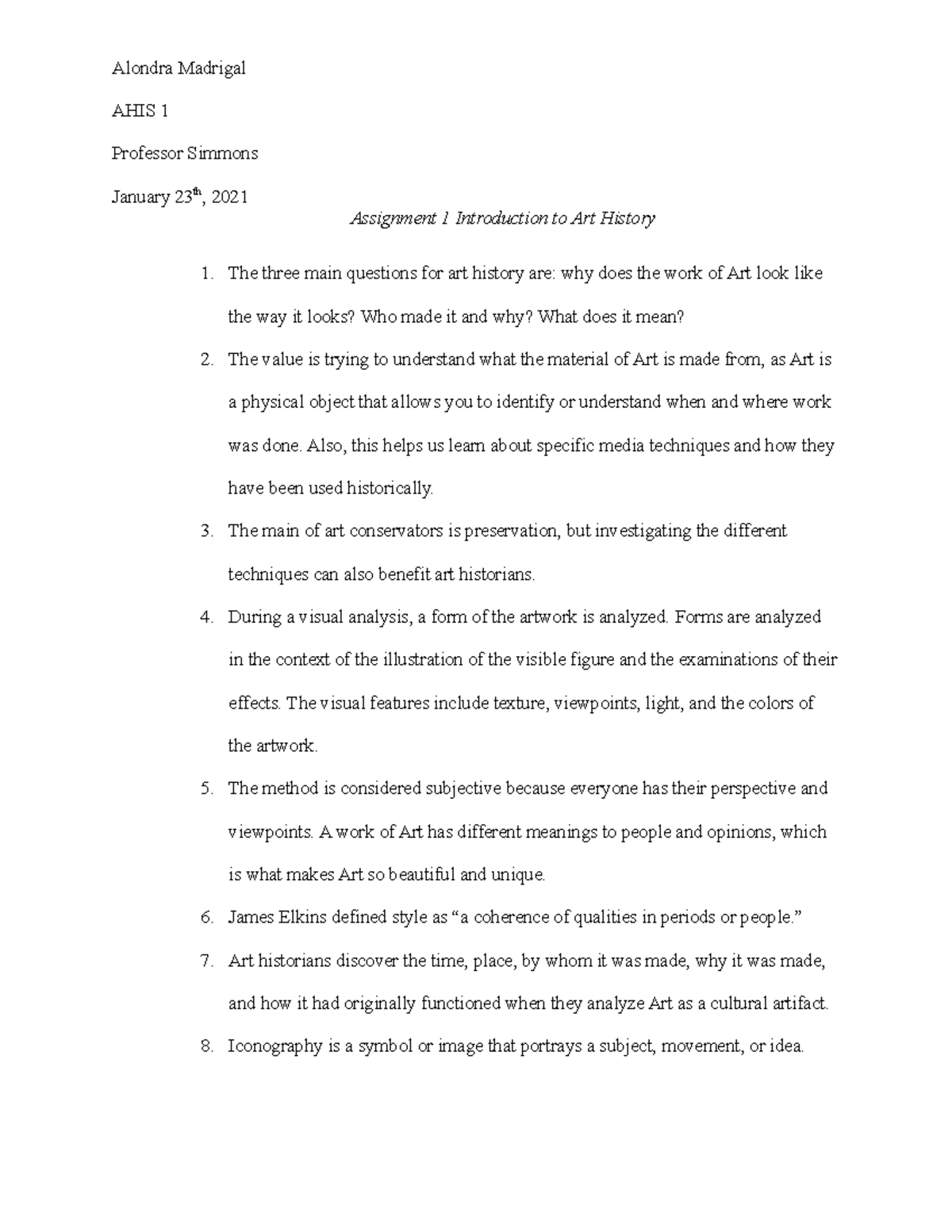 Assignment 1 Introduction To Art History Alondra Madrigal Ahis 1 Assignment 1 Introduction To Art History Alondra Madrigal Ahis 1