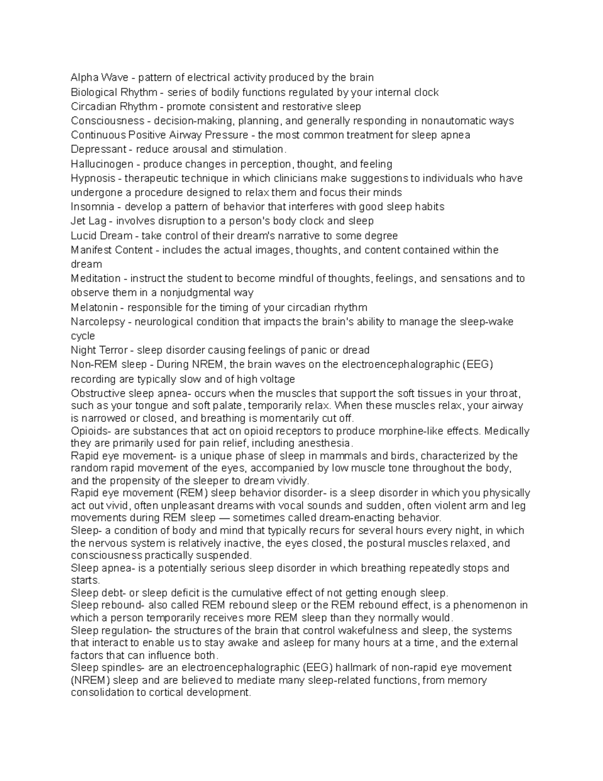 Psychology - Define Ch 3 Terms - Alpha Wave - pattern of electrical ...