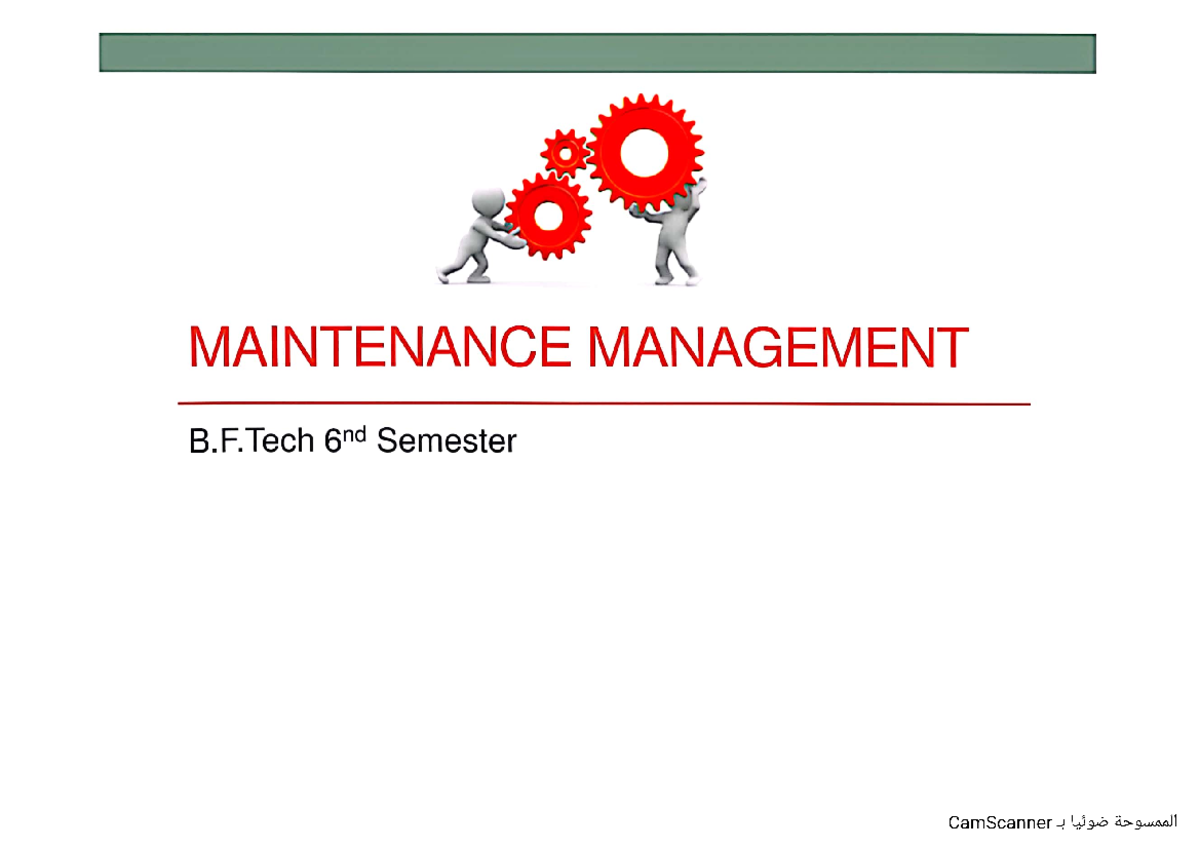 P1 - Maintenance management - Studocu