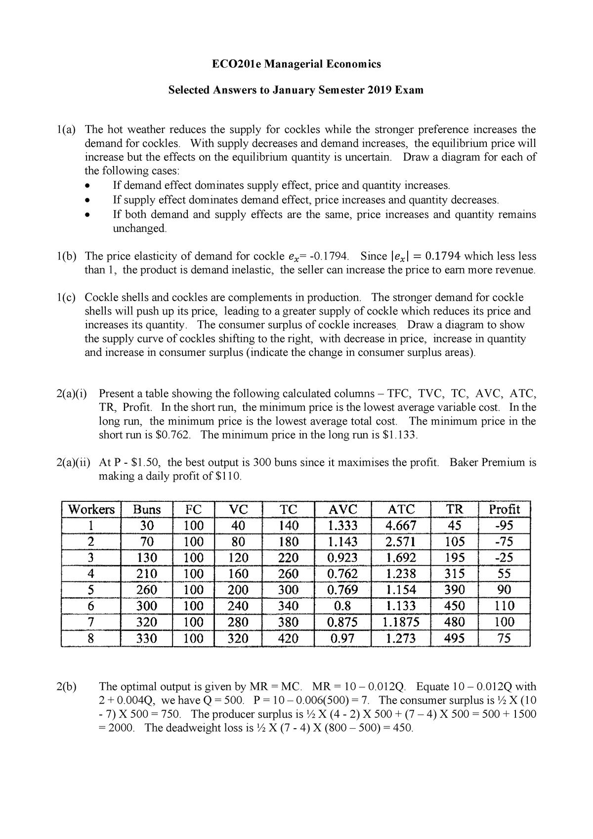 ECO201 Selected Answers To January Semester 2019 Exam - ECO201e ...