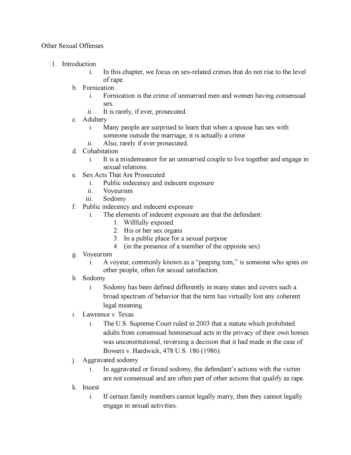 Chapter 9 - class notes - Other Sexual Offenses Introduction i