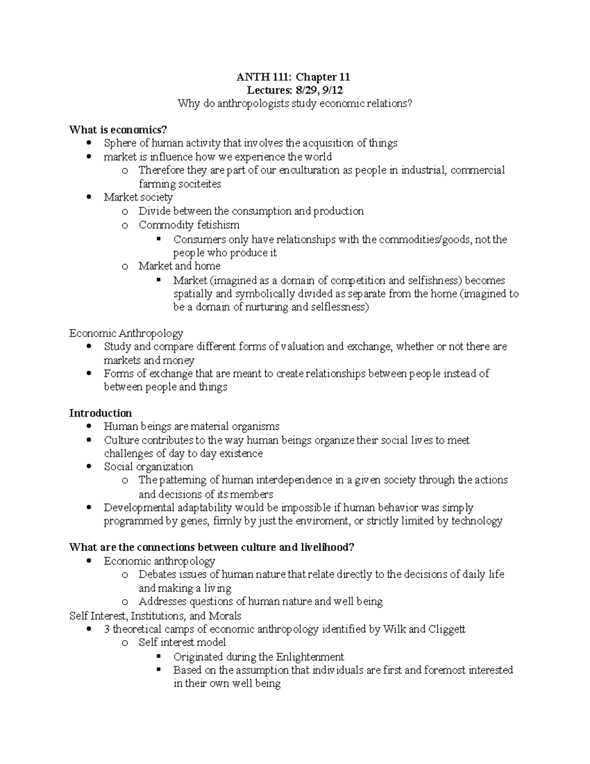 ANTH 111 CH11 - ANTH Chapter 11 Lectures: Why do anthropologists study ...