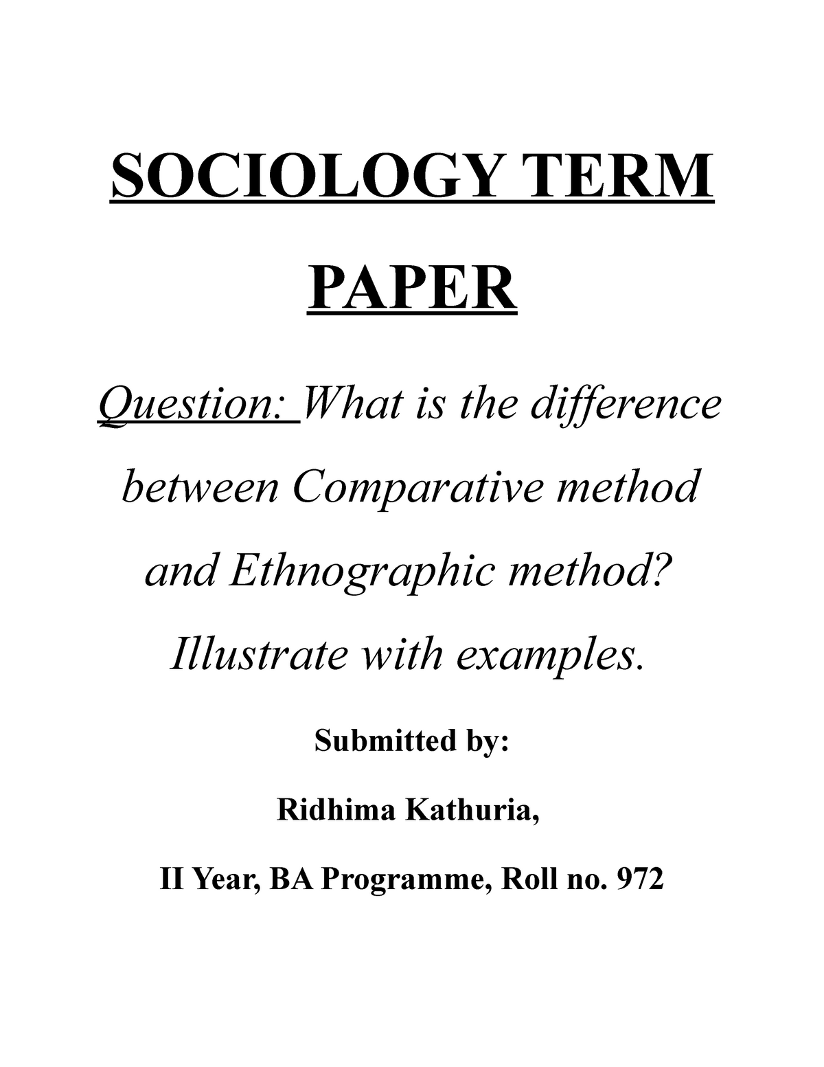 a sociology term paper