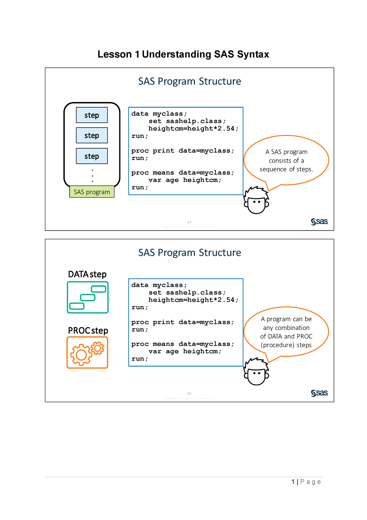 Lesson 1 Understanding SAS Syntax Lesson 1 Understanding SAS Syntax C