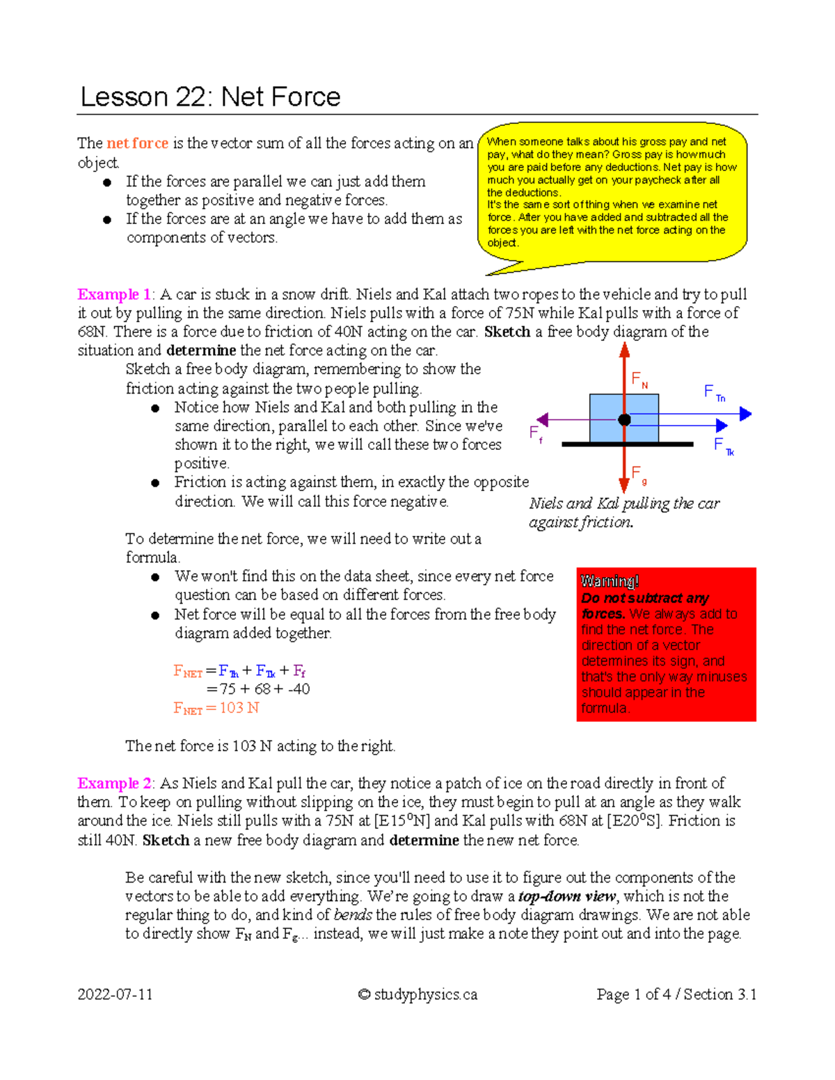 22 net force - Yasss - Lesson 22: Net Force The net force is the vector ...