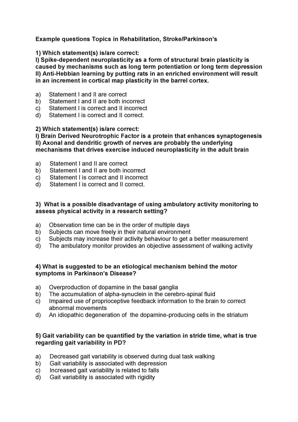 B Topics Example Questions For All Topics Example Questions Topics In 