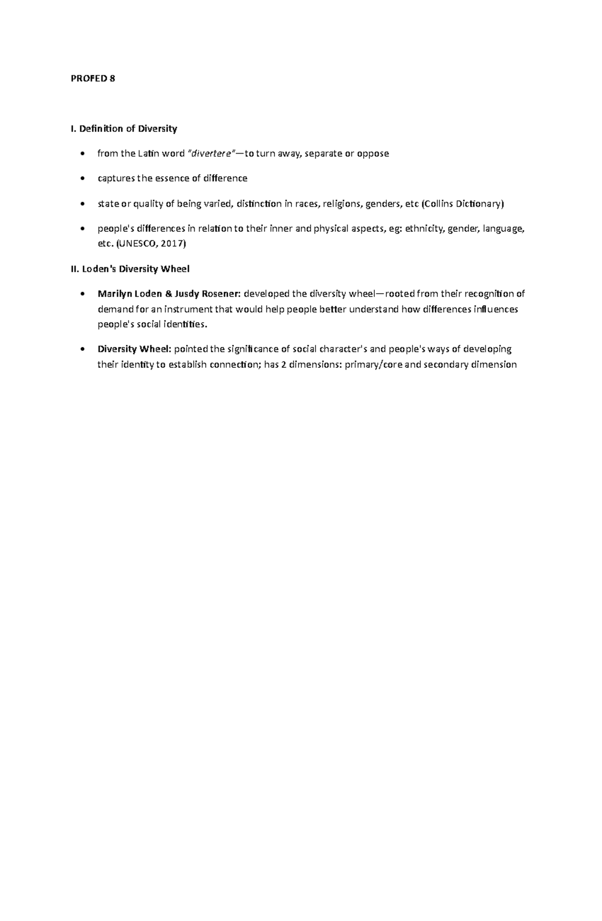 Profed 8-1 Reviewer - Chapter 1 - PROFED 8 I. Definition of Diversity ...