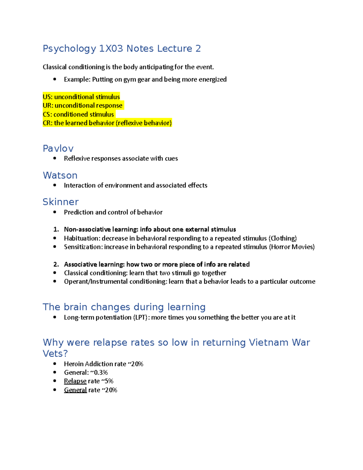 Psychology 1X03 Notes - Example: Putting on gym gear and being more ...