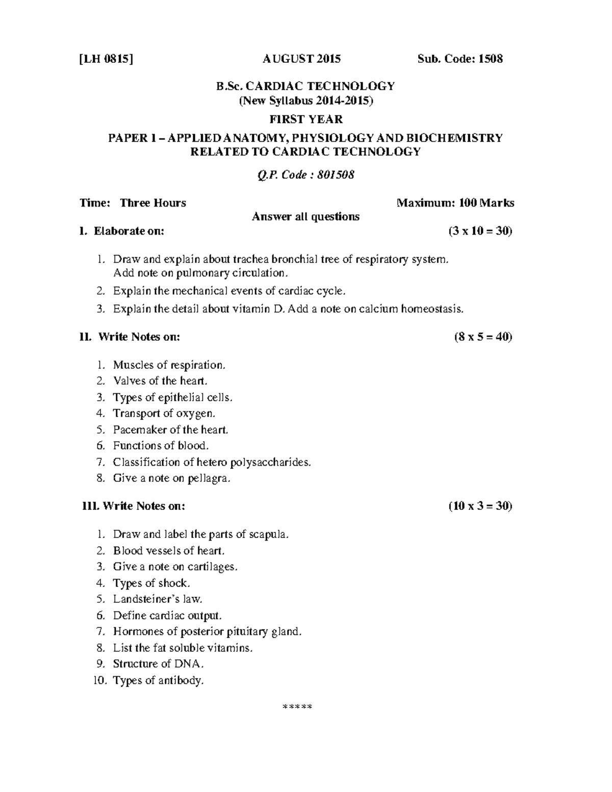 801508 LH Previous question paper [LH 0815] AUGUST 2015 Sub. Code