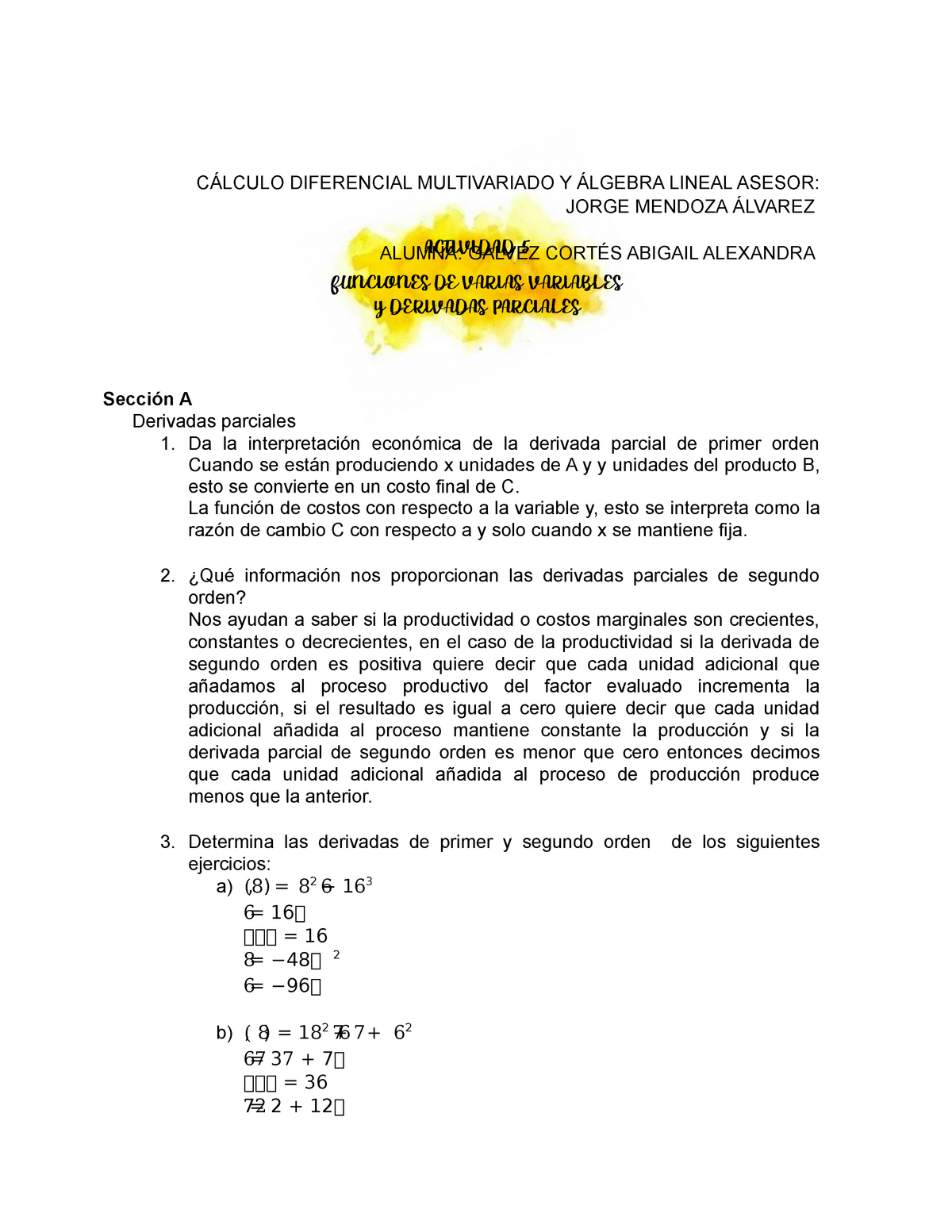 Funciones de varias variables y derivadas parciales - CÁLCULO DIFERENCIAL  MULTIVARIADO Y ÁLGEBRA - Studocu