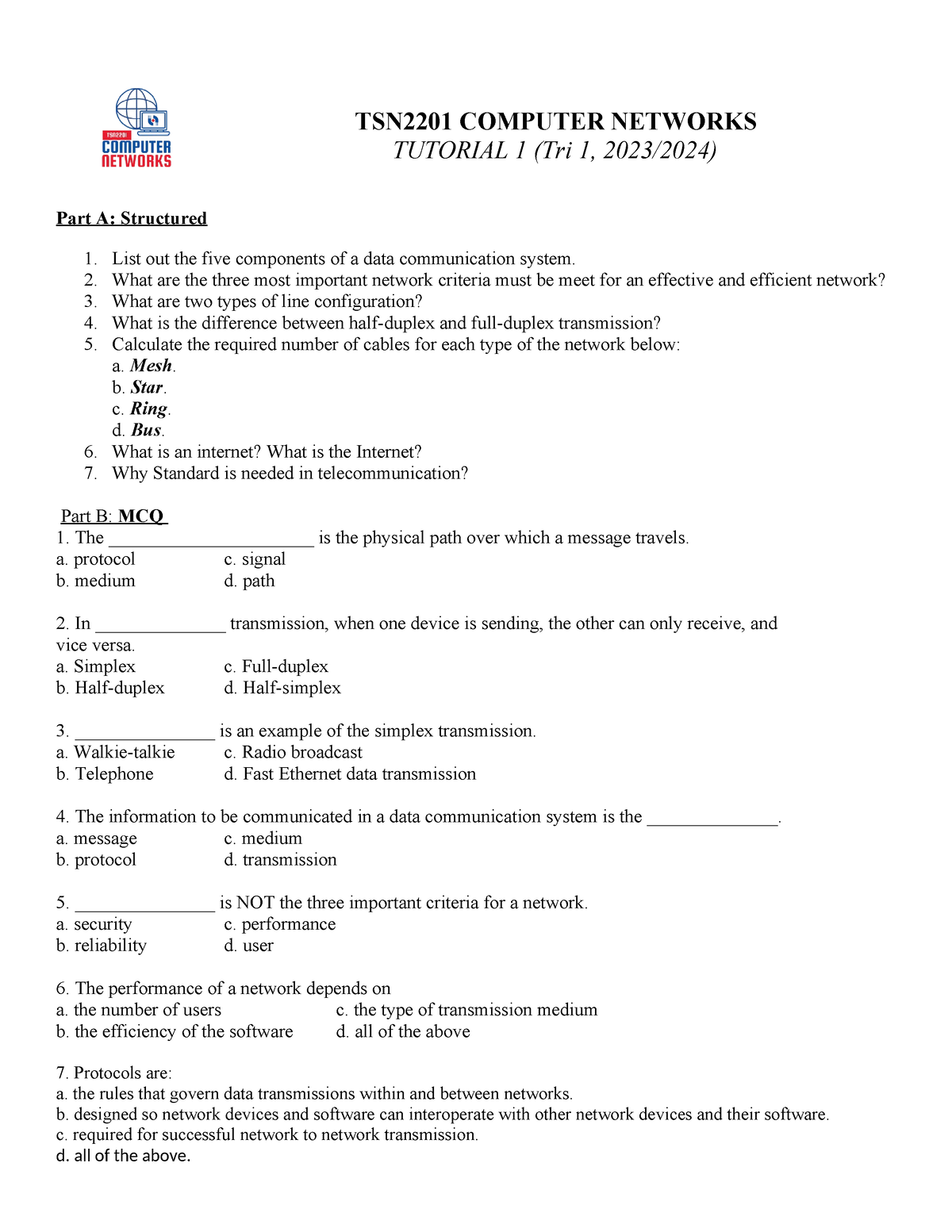 Tutorial 01 TSN2201 2310 TSN2201 COMPUTER NETWORKS TUTORIAL 1 Tri 1   Thumb 1200 1553 