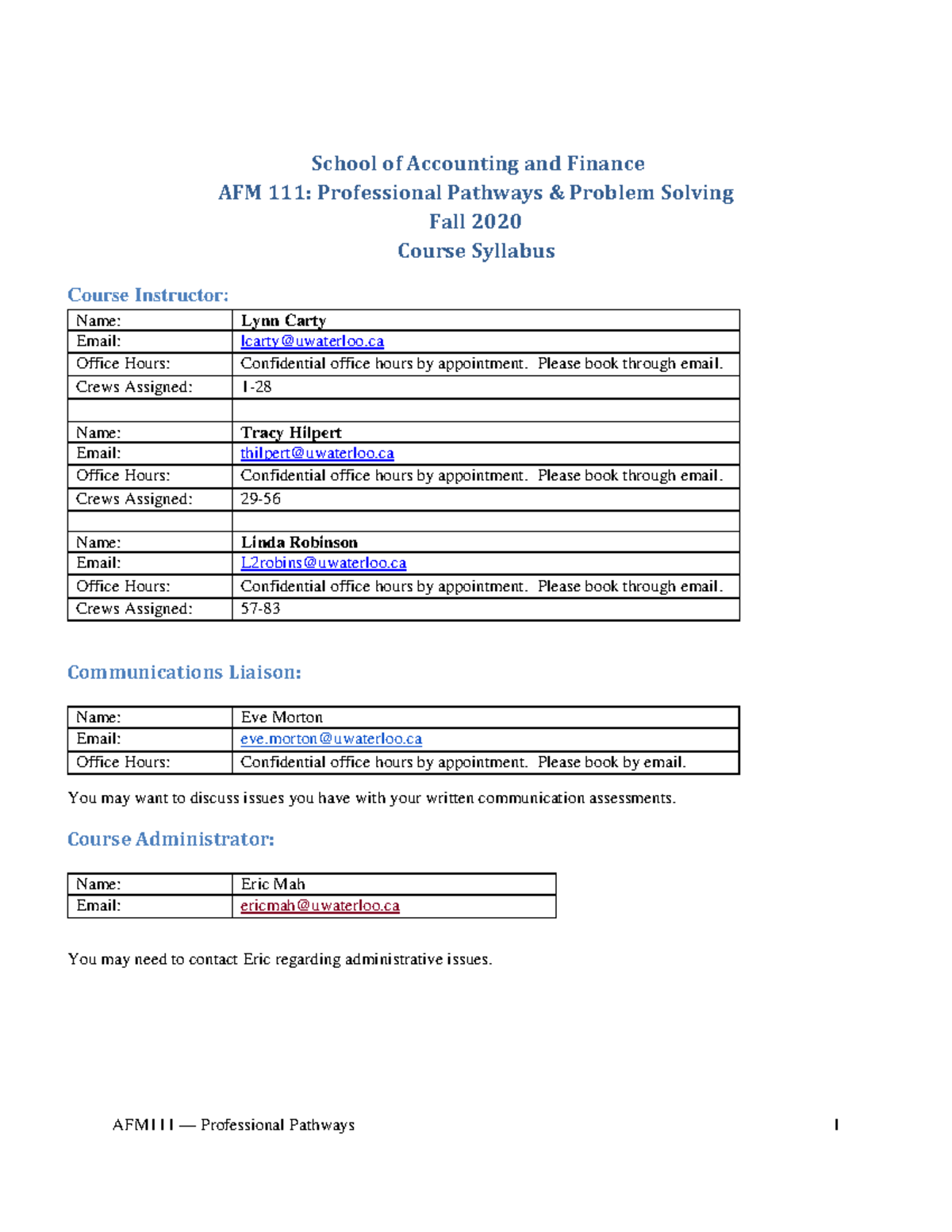 AFM 111 Syllabus Course Syllabus - Warning: TT: Undefined Function: 32 ...